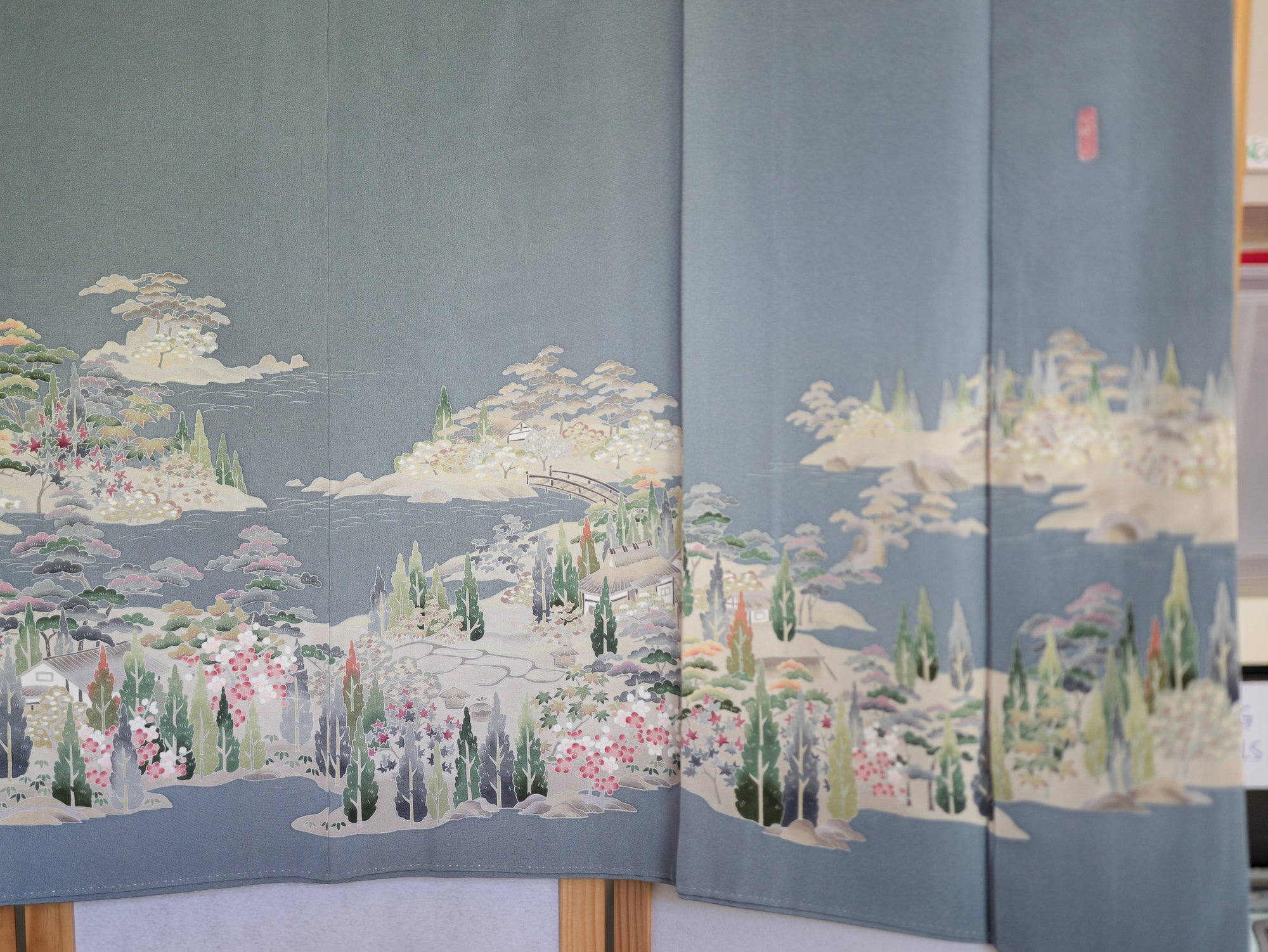 Sakura Collection Fabric: AP9-01 Teal Islands with Sakura