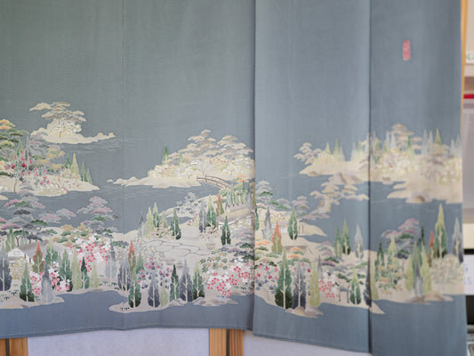 Sakura Collection Fabric: AP9-01 Teal Islands with Sakura
