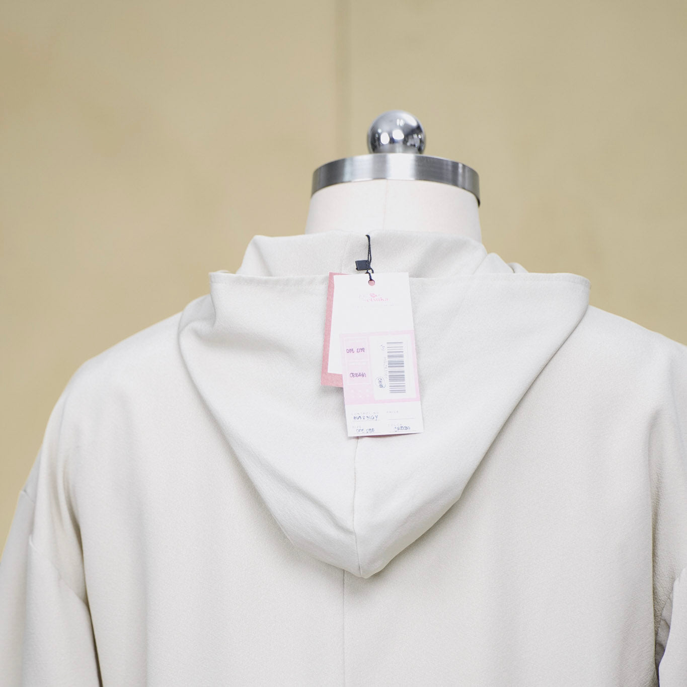 Premium On-hand: Cream Light green Hoodie With Zipper | HWZ8316Y