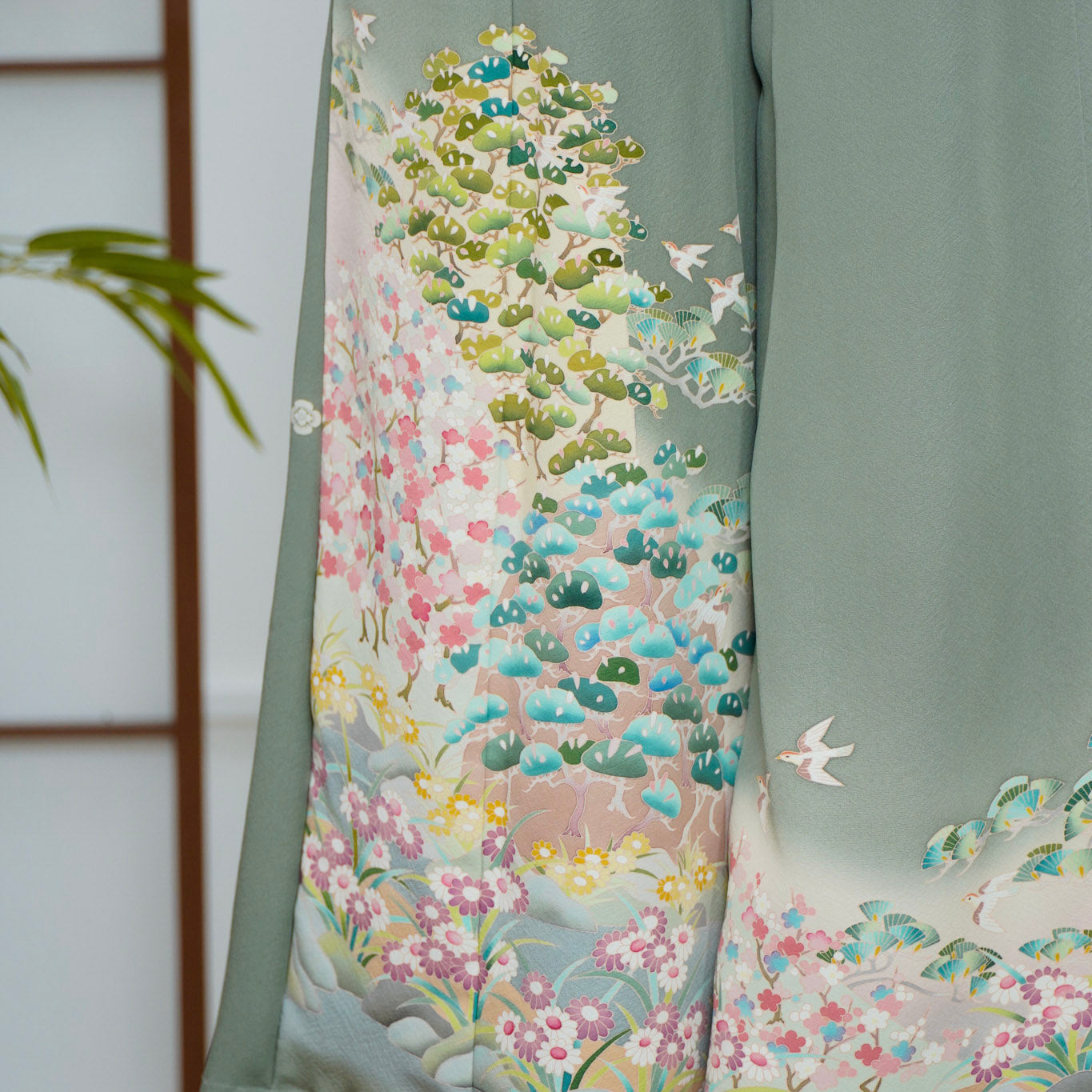 On-hand Colored Green Palazzo Pants | PP7604A | XLB | Bright Yuzen!