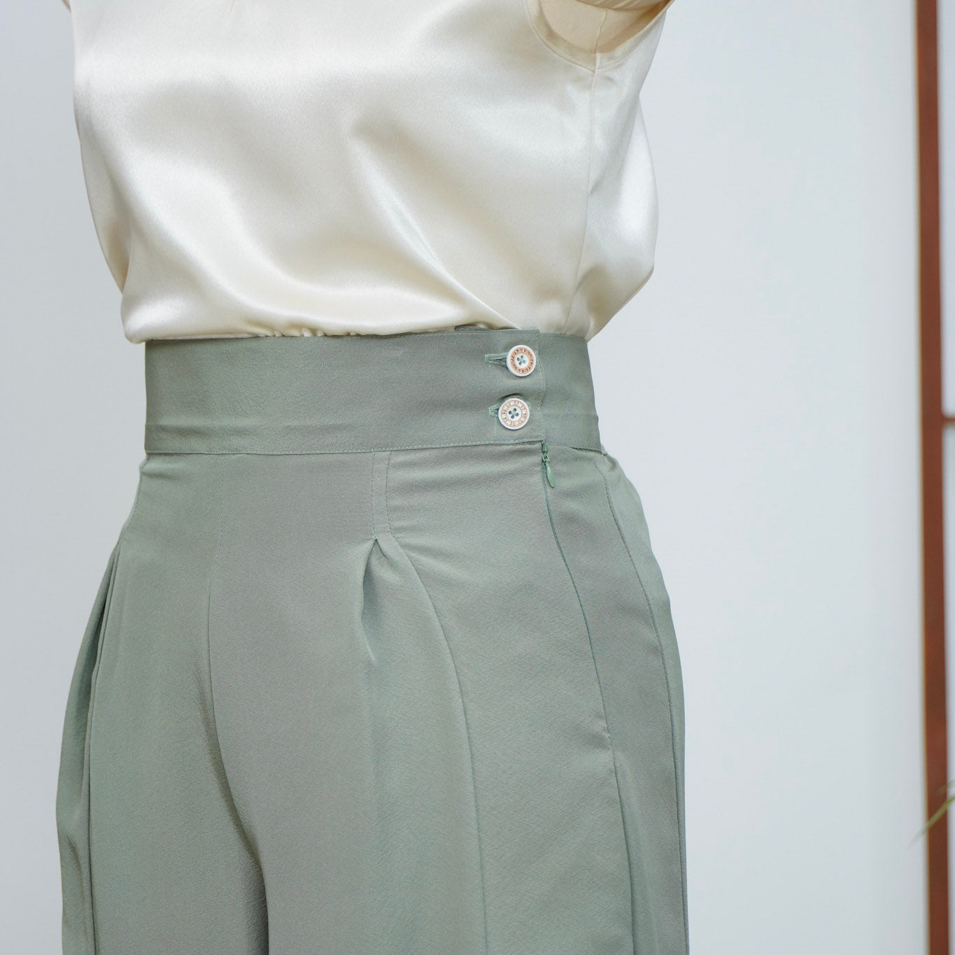 On-hand Colored Green Palazzo Pants | PP7604A | XLB | Bright Yuzen!