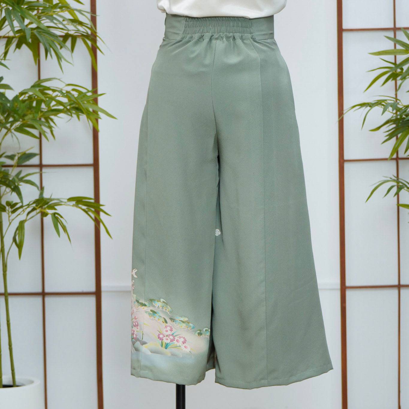On-hand Colored Green Palazzo Pants | PP7604A | XLB | Bright Yuzen!