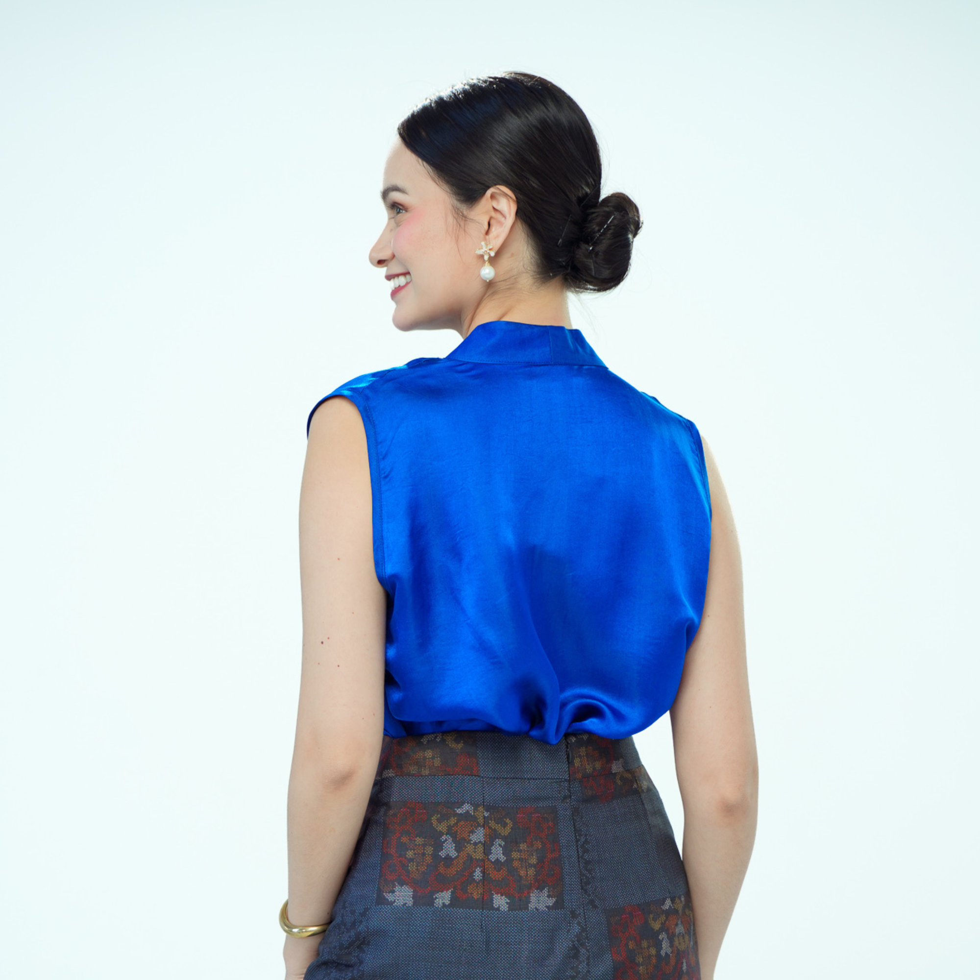On-hand item: Samurai Blue Silk Cotton High-neck top