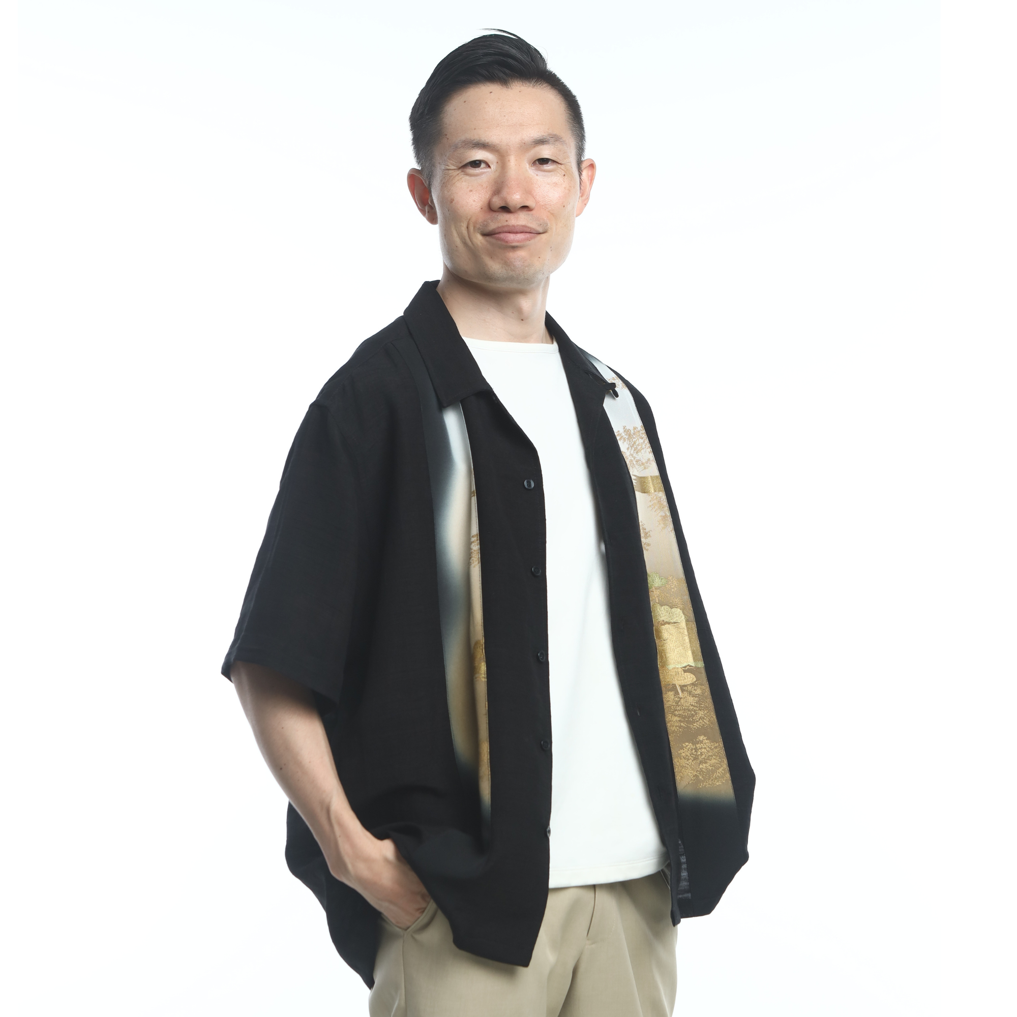 On-hand: Men's Patchwork Silk Polo SP6870