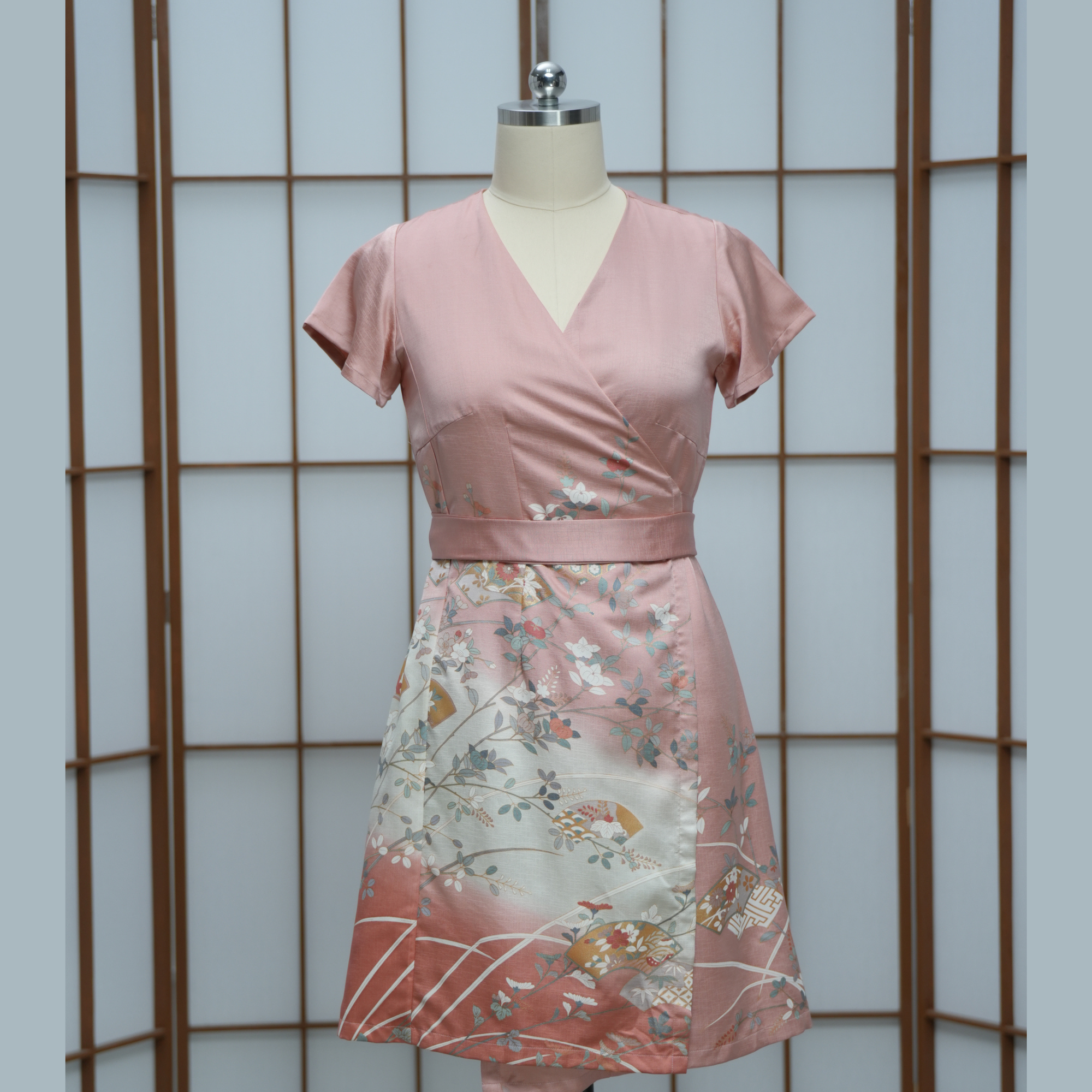Premium On-hand: Pink Wrap Dress with Sleeves | SWD6812 | 2B