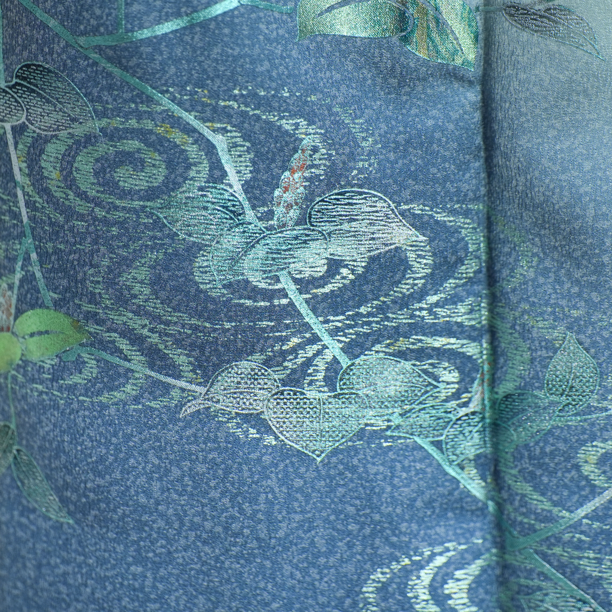 Chiku Fabric: 0316-02 Blue Sky with elegant silver patterns
