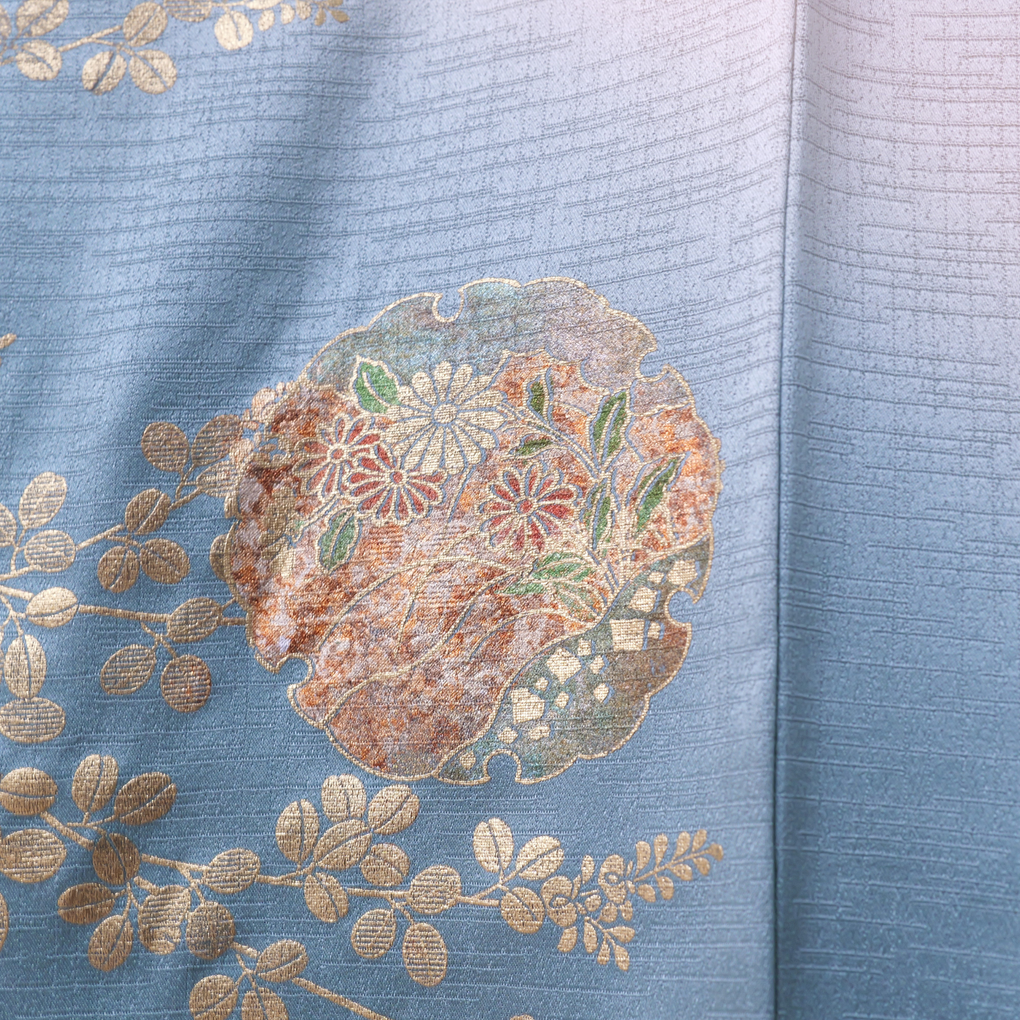 Premium Fabric: 0217PREM-04 | Emerald green blue gold embossed