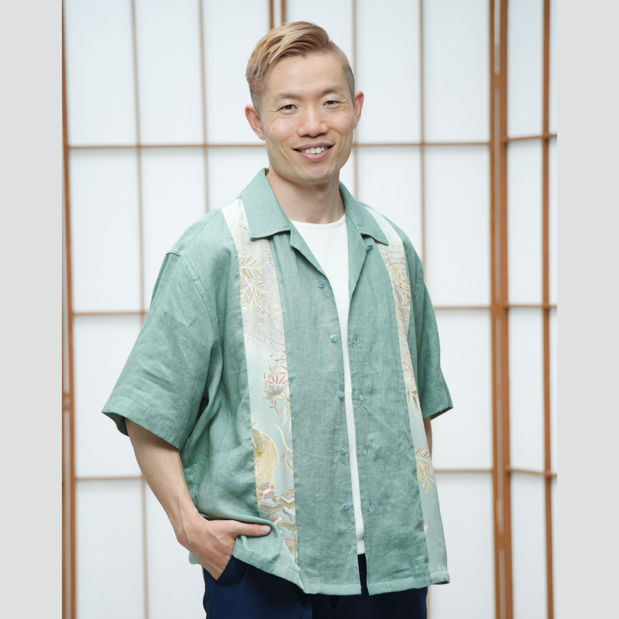 Premium On-hand: Green Men's Linen Polo | LP4390 | L