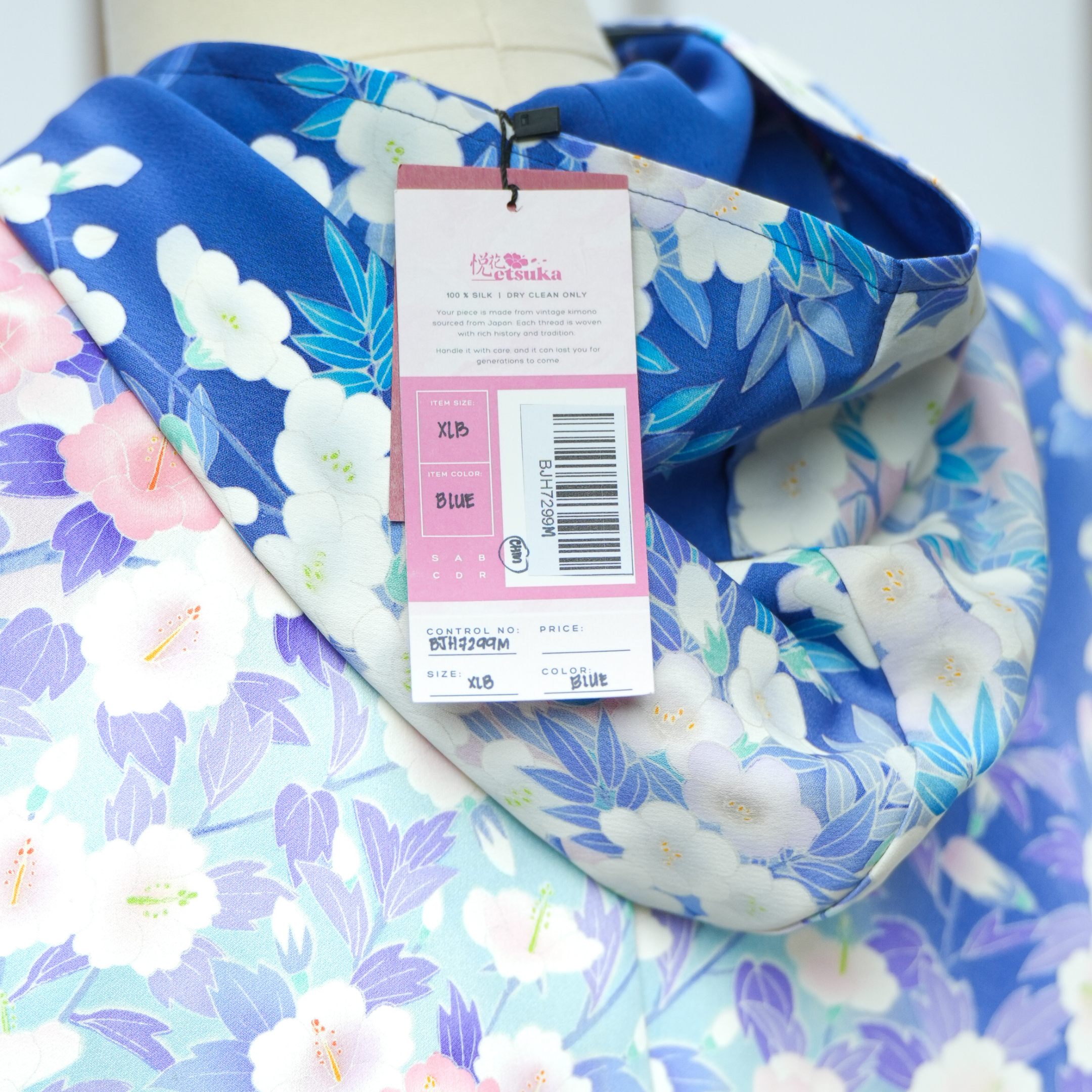 Premium On-hand: Blue flower Bomber Jacket with Hoodie | XLB | BJH7299Ml