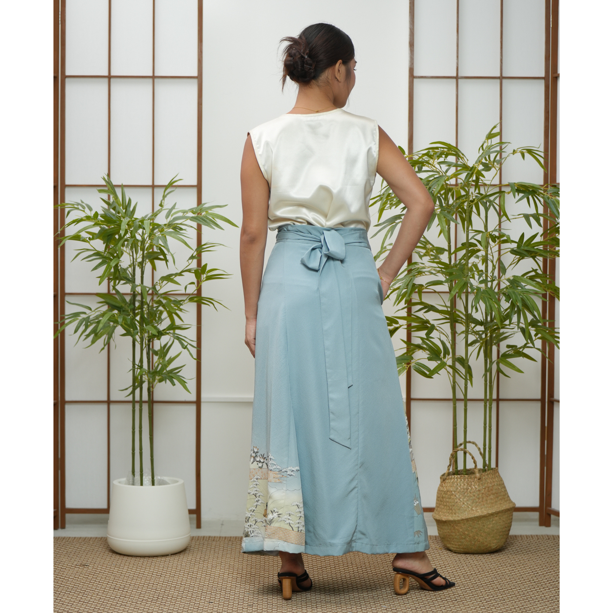 Premium On-hand: Blue Wrap Skirt | WS7143Y | 1T