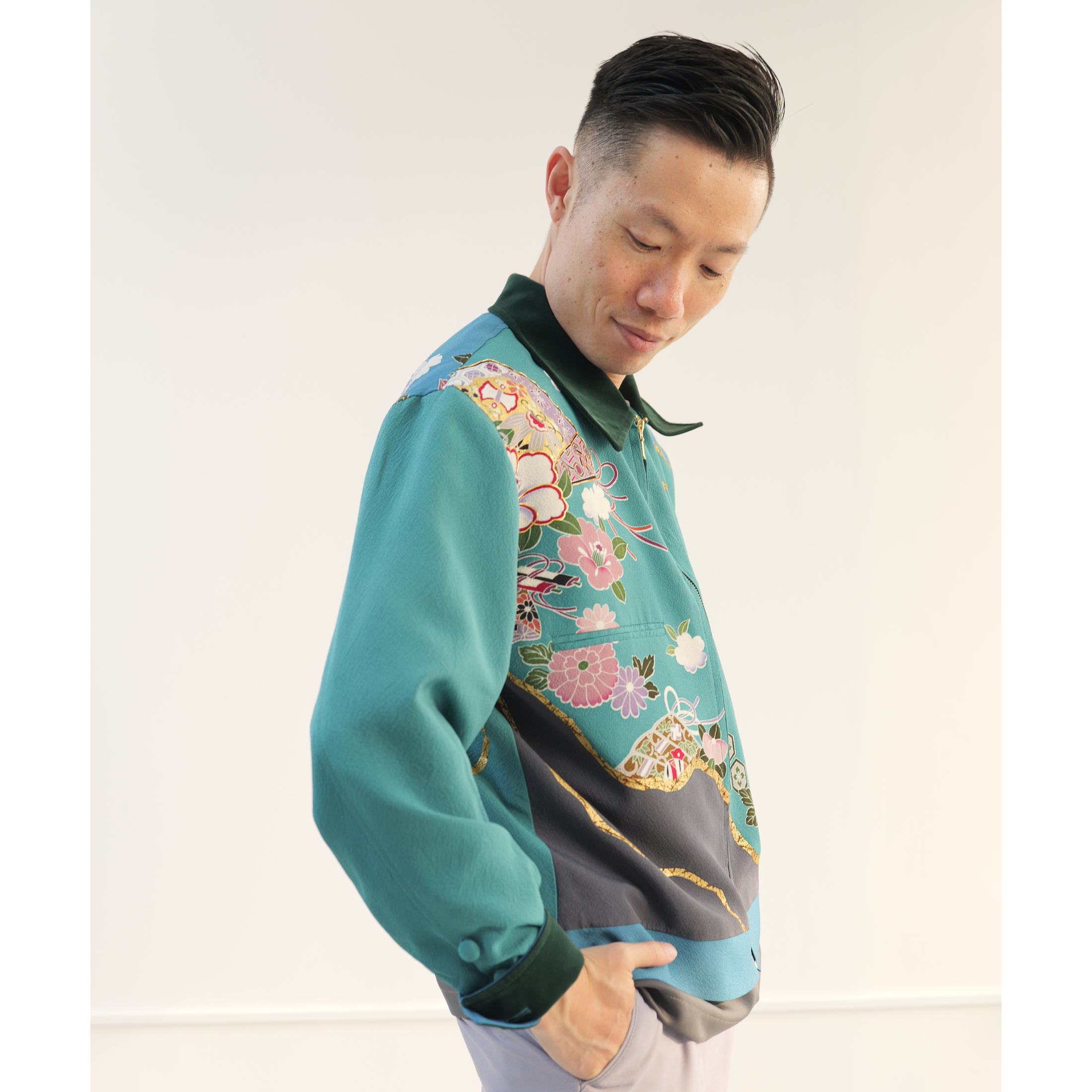 On-hand item: Zipped Up Jacket Green with flowers