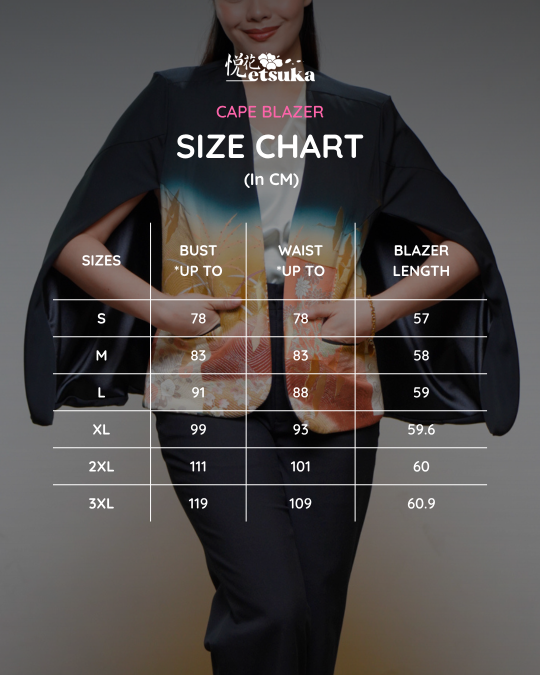 Premium On-hand: Cape Blazer  | CB5428 | Black | L (Embroidery!)