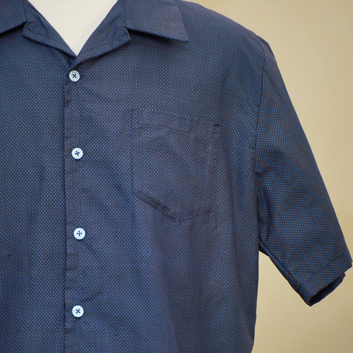 On-hand Navy Oshima Tsumugi Aloha Shirt | AS7698 | XL (J)