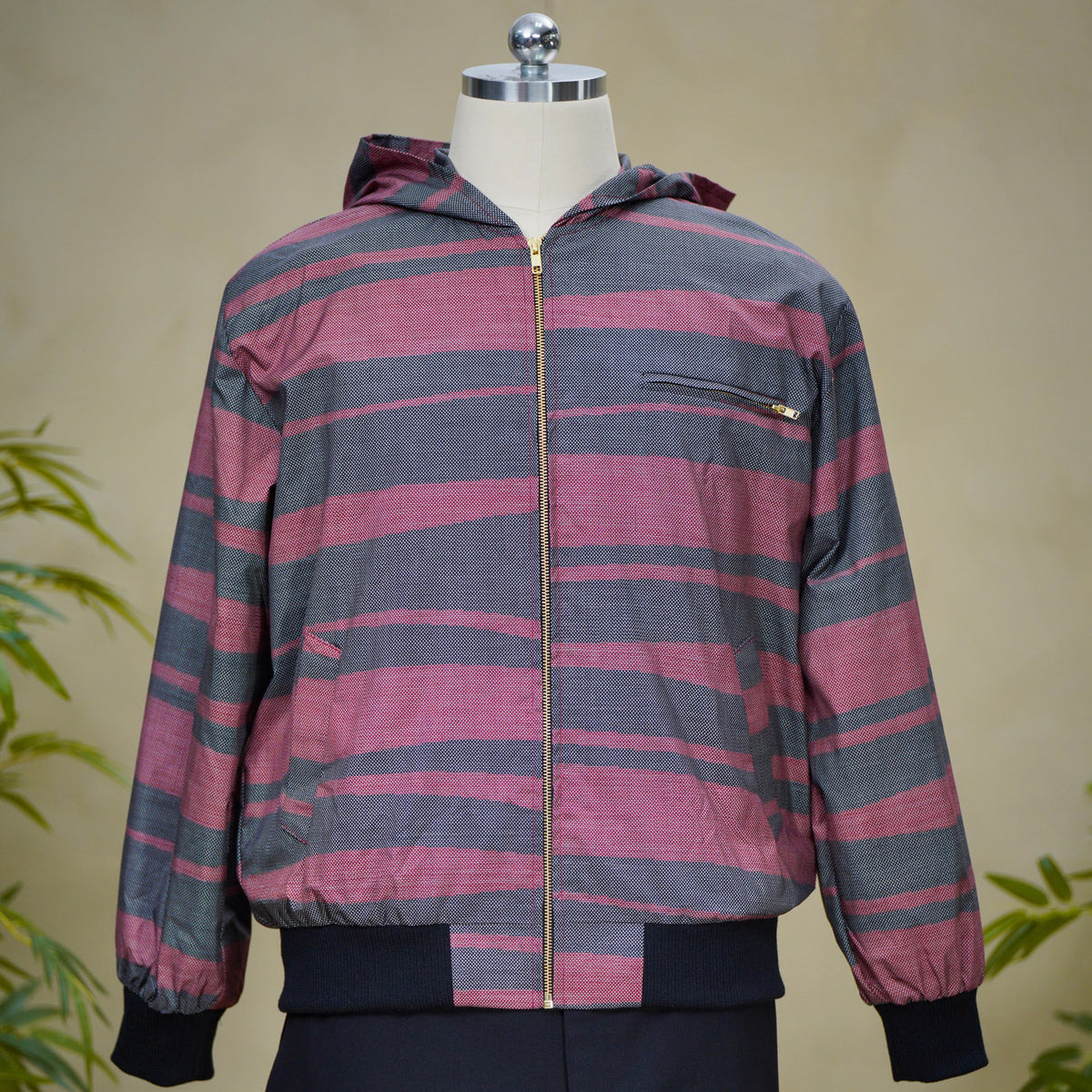 Premium On-hand: Red Loose Fit Oshima Men's Bomber Jacket | LBJ8472M| Large