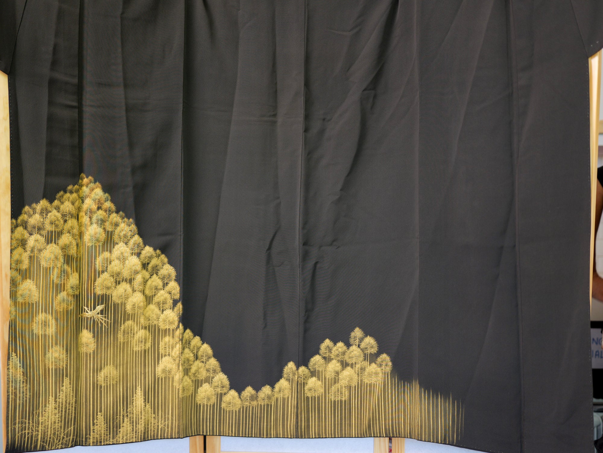 NALB (No Art Left Behind) Fabric: AP9-03 Black with Gold Crane Among The Trees