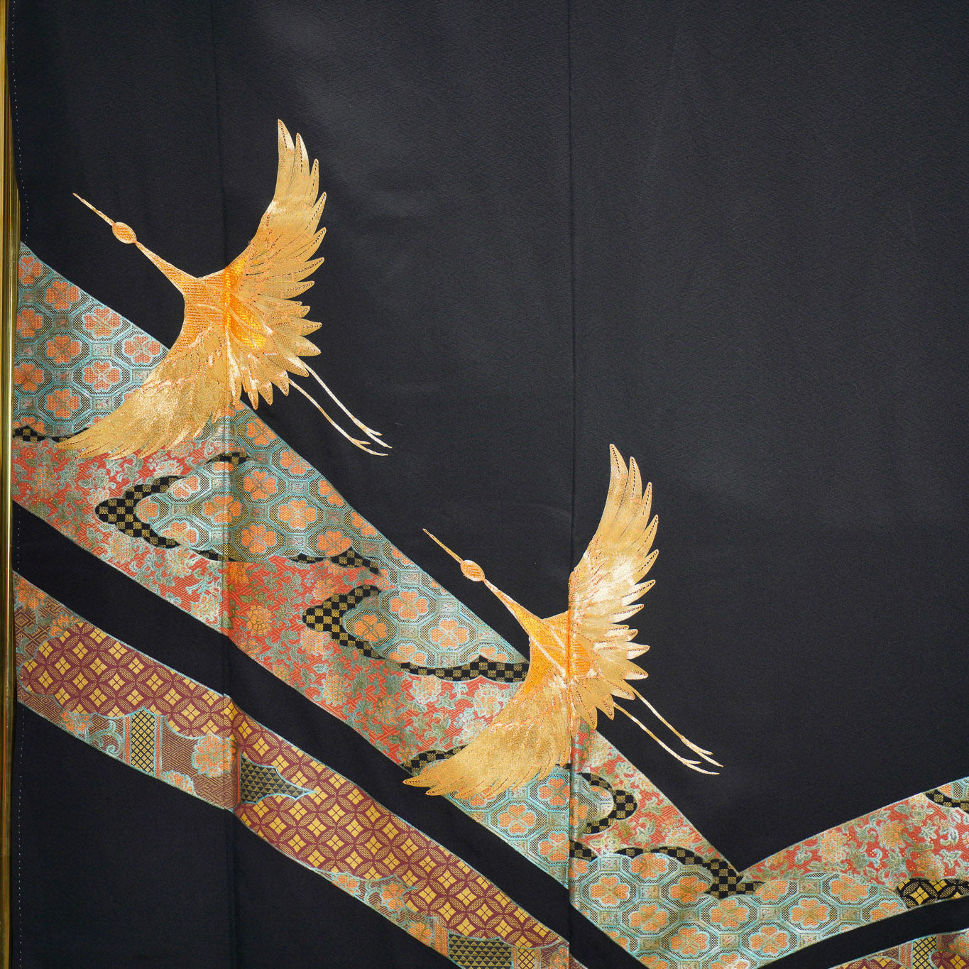 Premium Sho Fabric: 0625_18 | Golden Birds Soaring