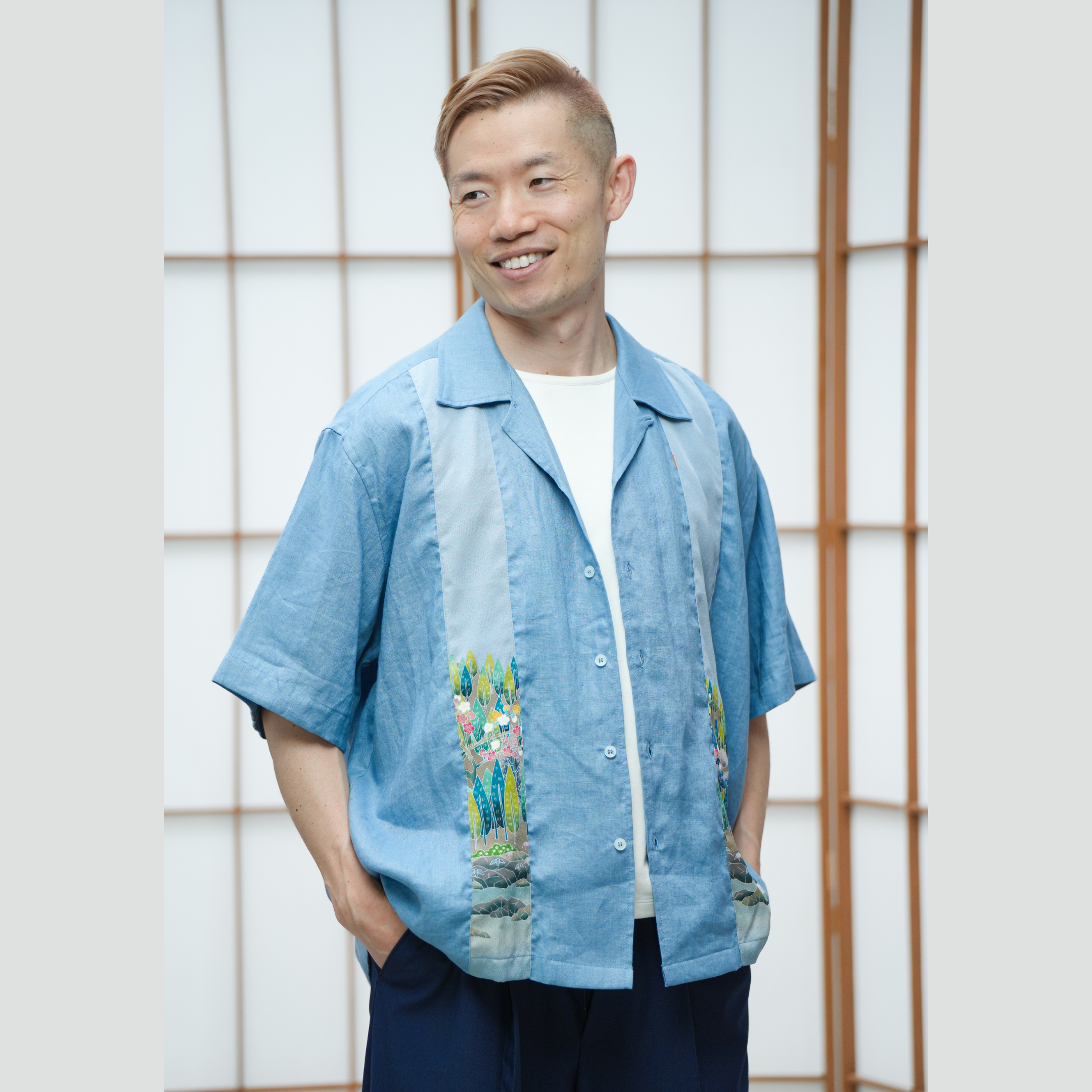 Premium On-hand: Blue Men's Linen Polo | LP7133 | L