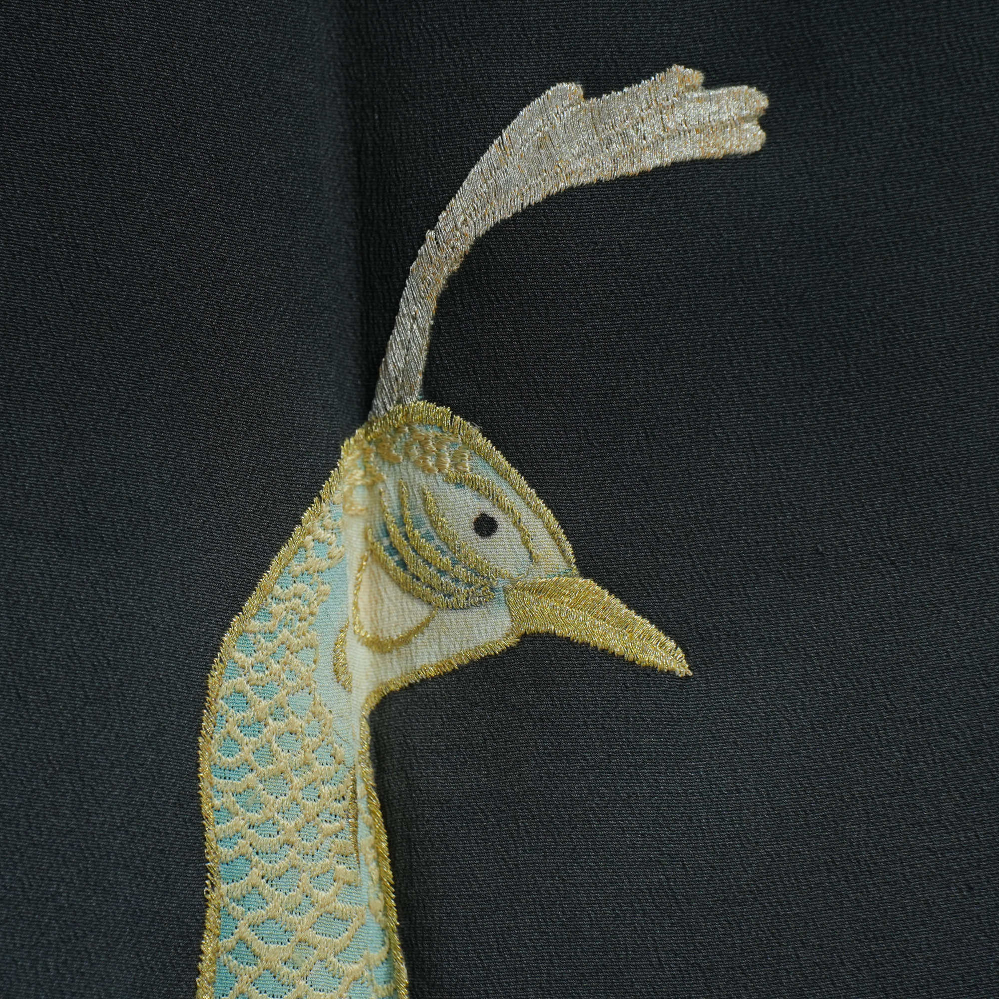 Chiku Fabric: 0316-16-  Black golden peacock (RARE SPREAD WOW)