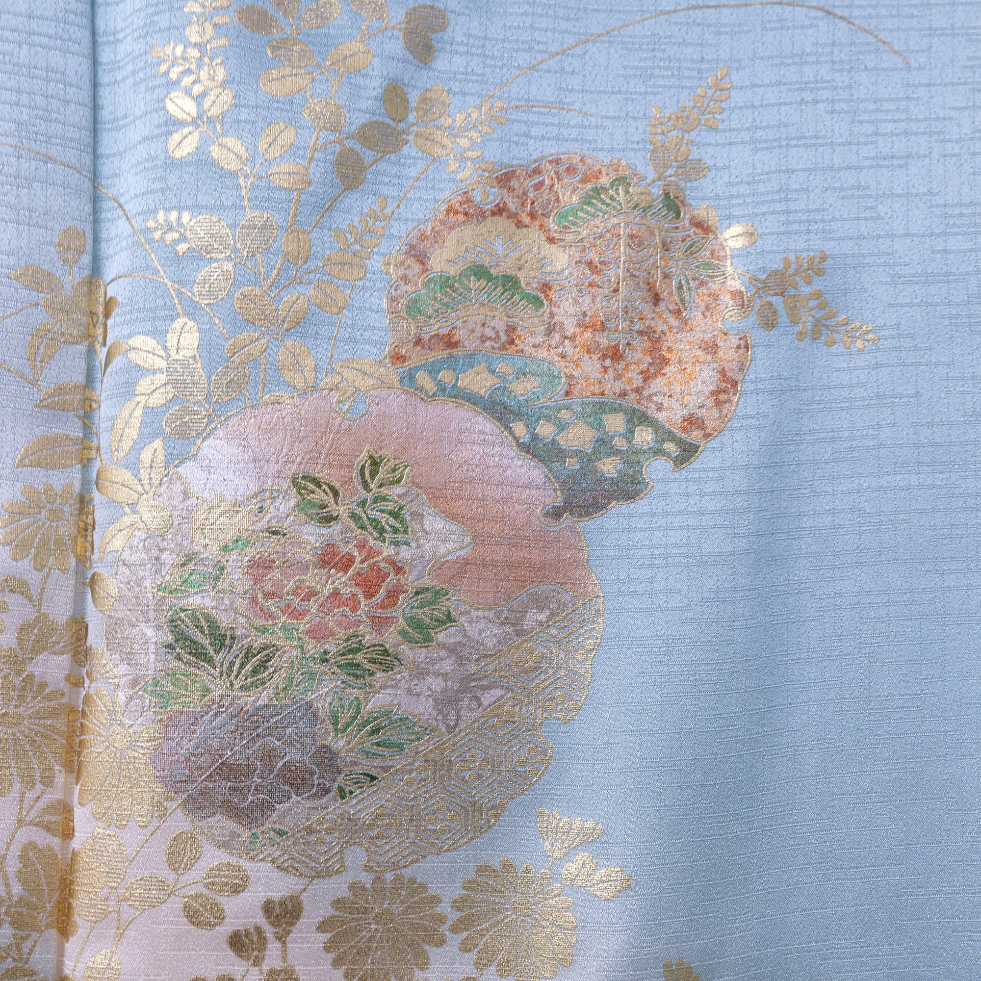 Premium Fabric: 0217PREM-04 | Emerald green blue gold embossed