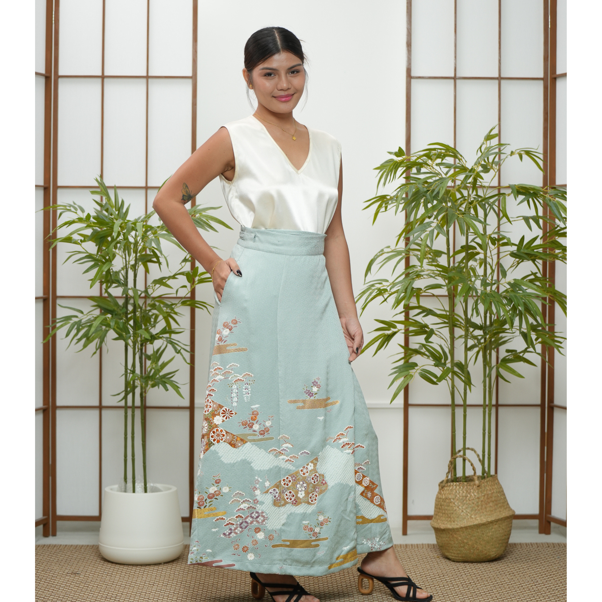 Premium On-hand: Green Wrap Skirt | WS7138Y | 1T