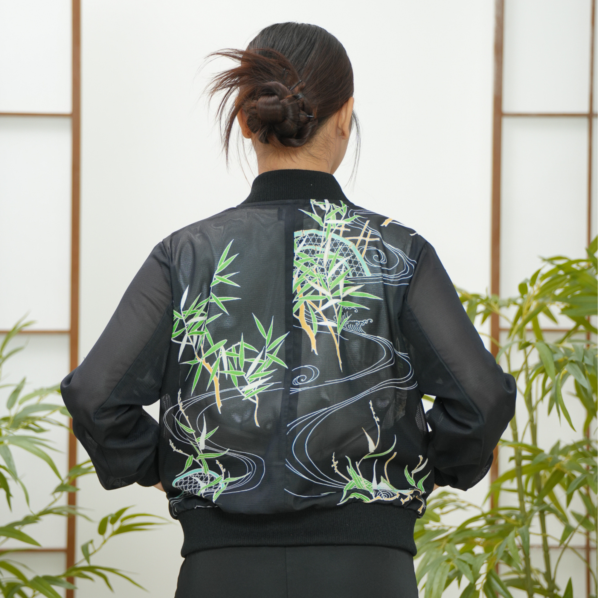 Premium On-hand: Black see-through Bomber Jacket | BJ7739M | XLB