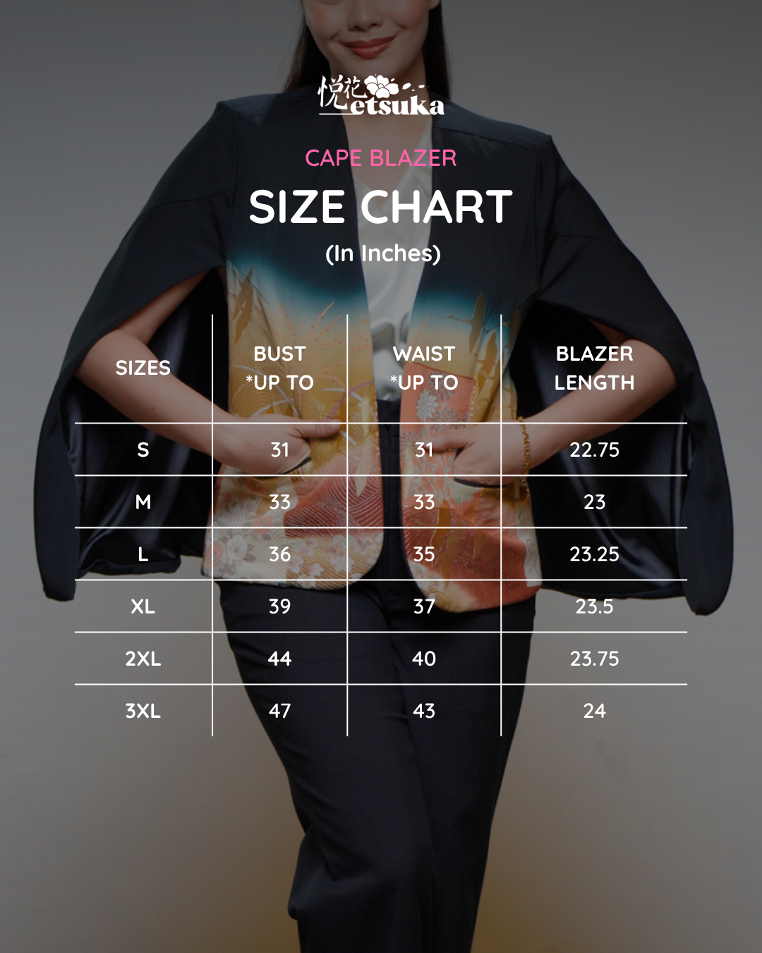 Premium On-hand: Cape Blazer  | CB5428 | Black | L (Embroidery!)