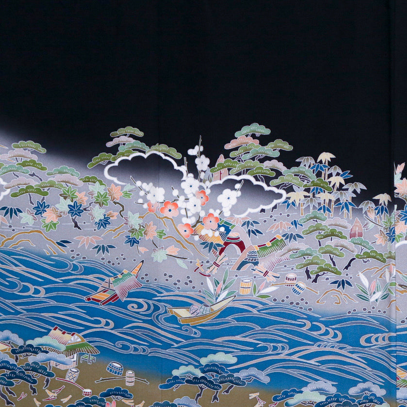 Summer Collection Fabric: July31-09 | Blue sand black shades (Yuzen!)