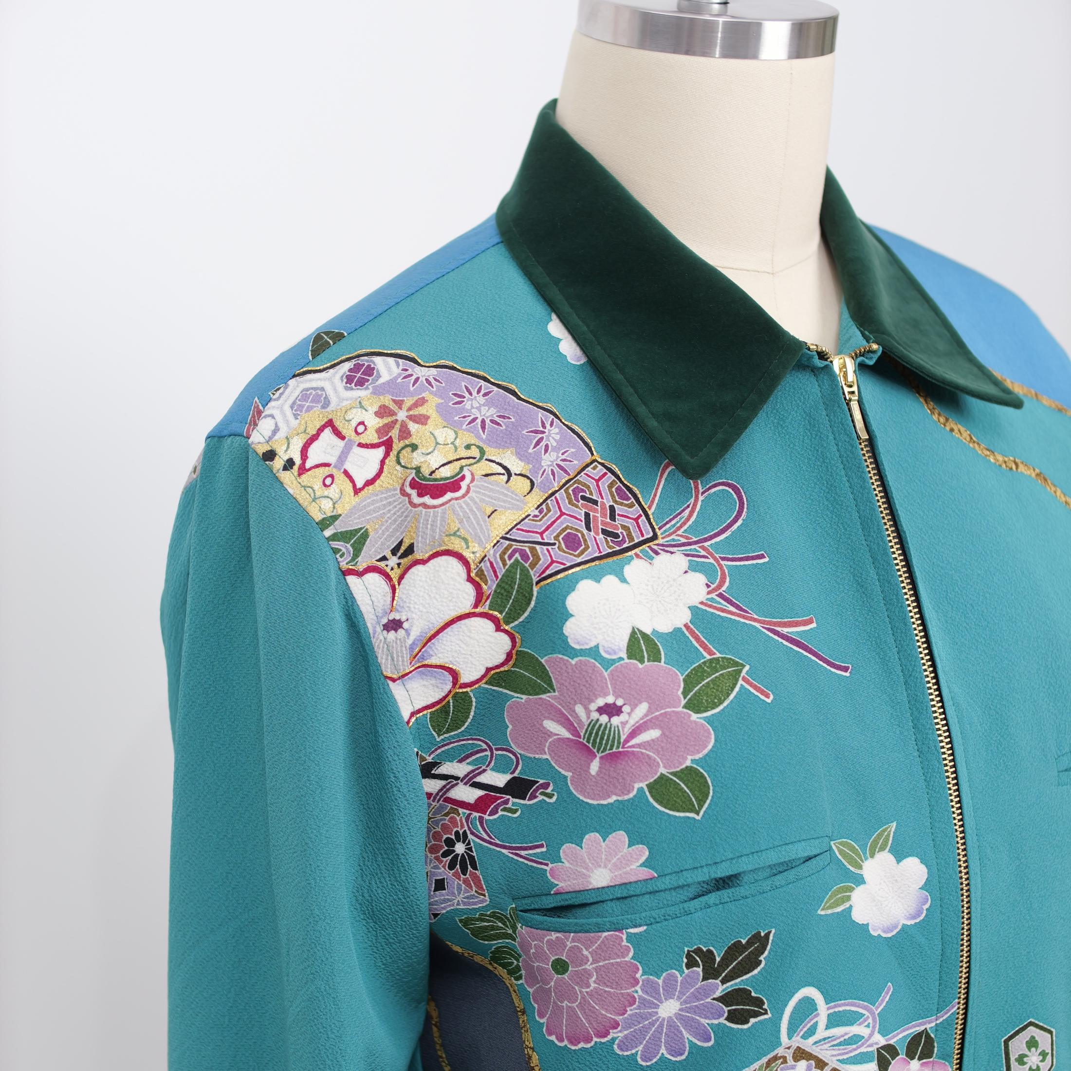 On-hand item: Zipped Up Jacket Green with flowers
