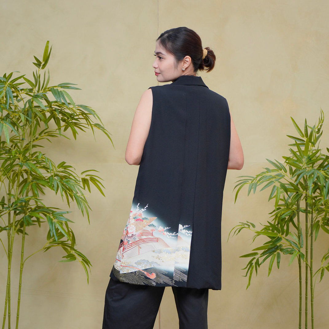 Premium On-hand: Black No sleeves suit jacket | Large | NSSJ8381M