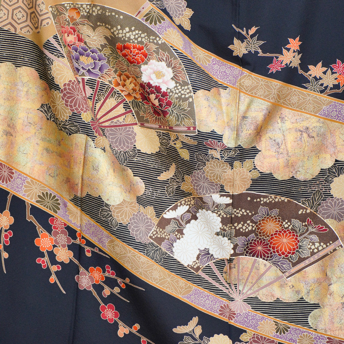 Premium Sho Fabric: 0801_13 | Floral Crescendo | Fully Embossed OMG