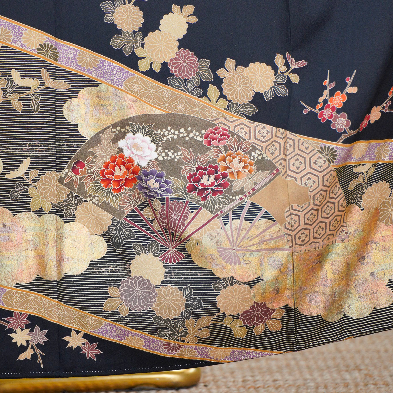 Premium Sho Fabric: 0801_13 | Floral Crescendo | Fully Embossed OMG