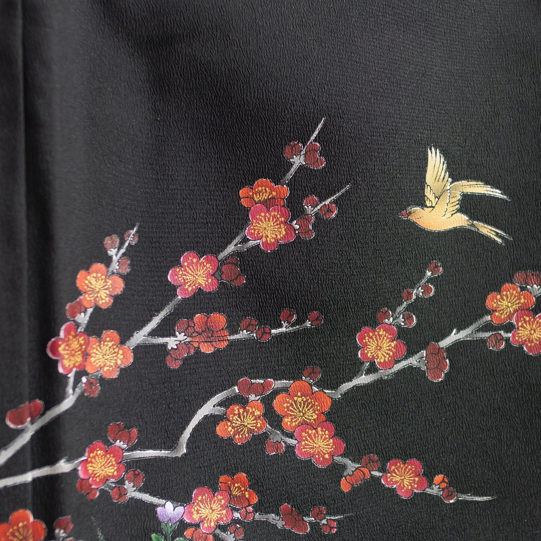NALB (No Art Left Behind) Fabric: Black Nightfall Sakura | Gold river with Sakura