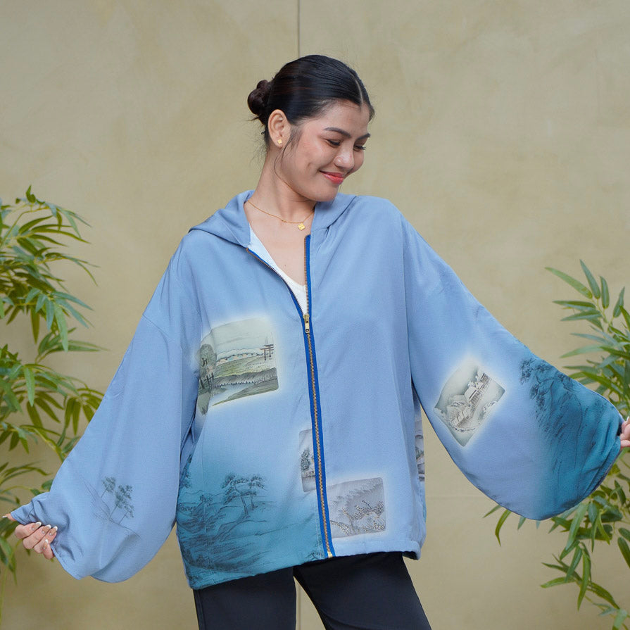 8K Hoodies On-hand: Blue Hoodie With Zipper | HWZ7826Y