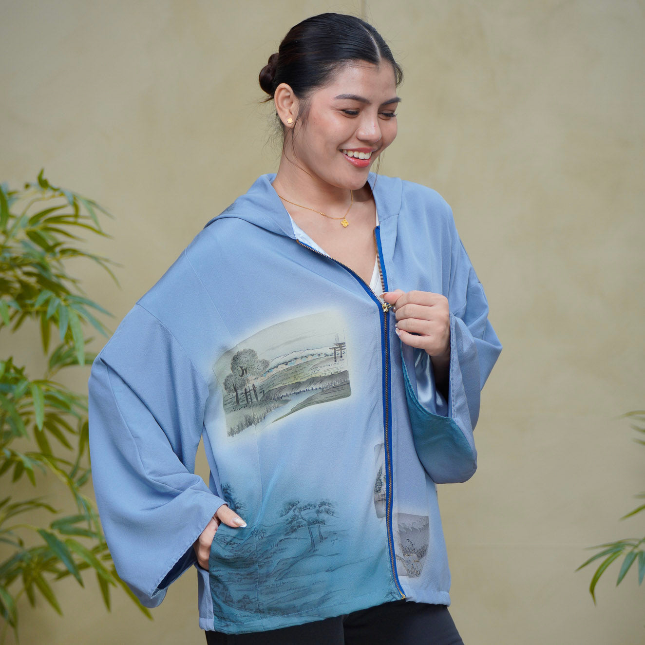 8K Hoodies On-hand: Blue Hoodie With Zipper | HWZ7826Y