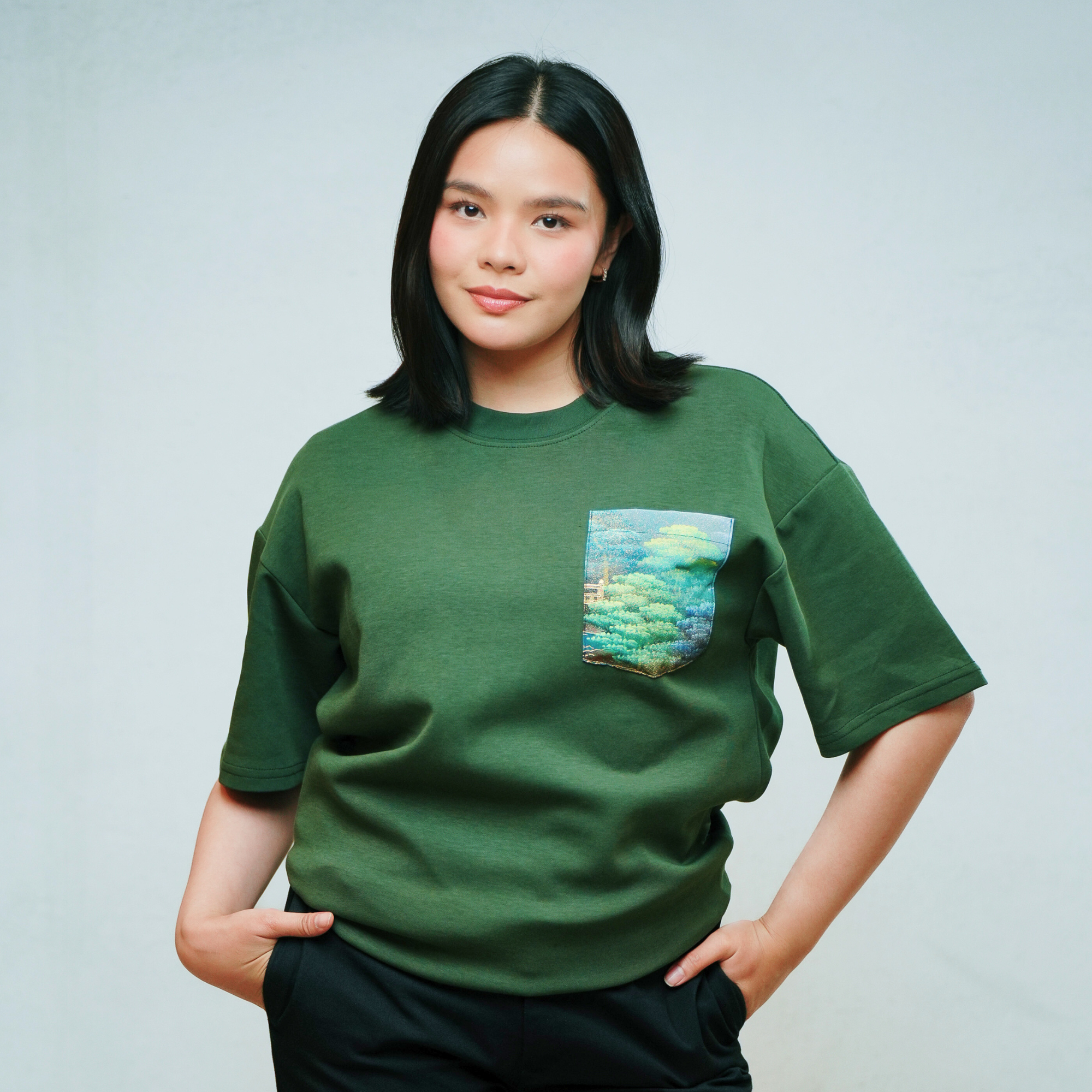 Premium On-hand: Green Men’s patchwork shirt | S | TS7275A