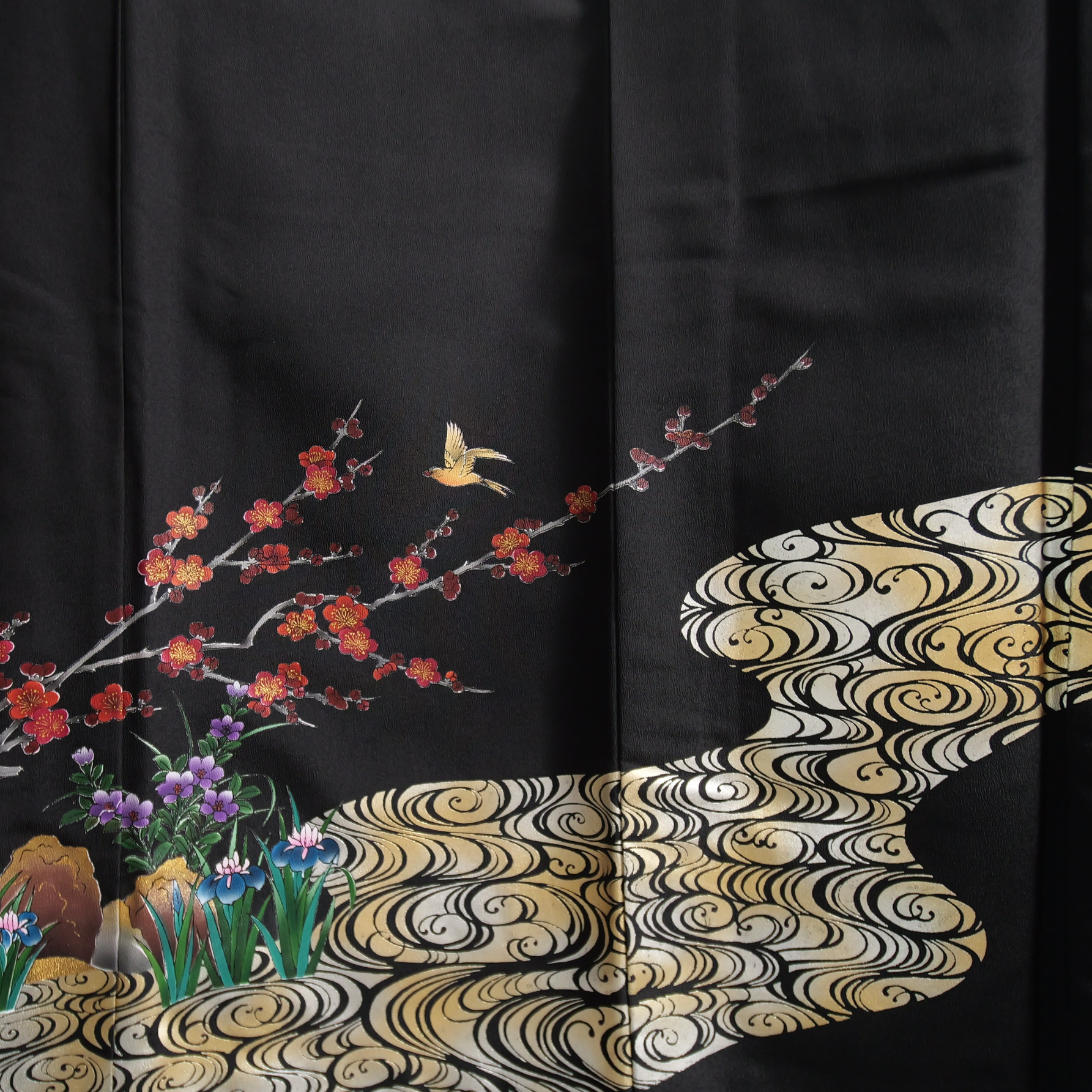 NALB (No Art Left Behind) Fabric: Black Nightfall Sakura | Gold river with Sakura