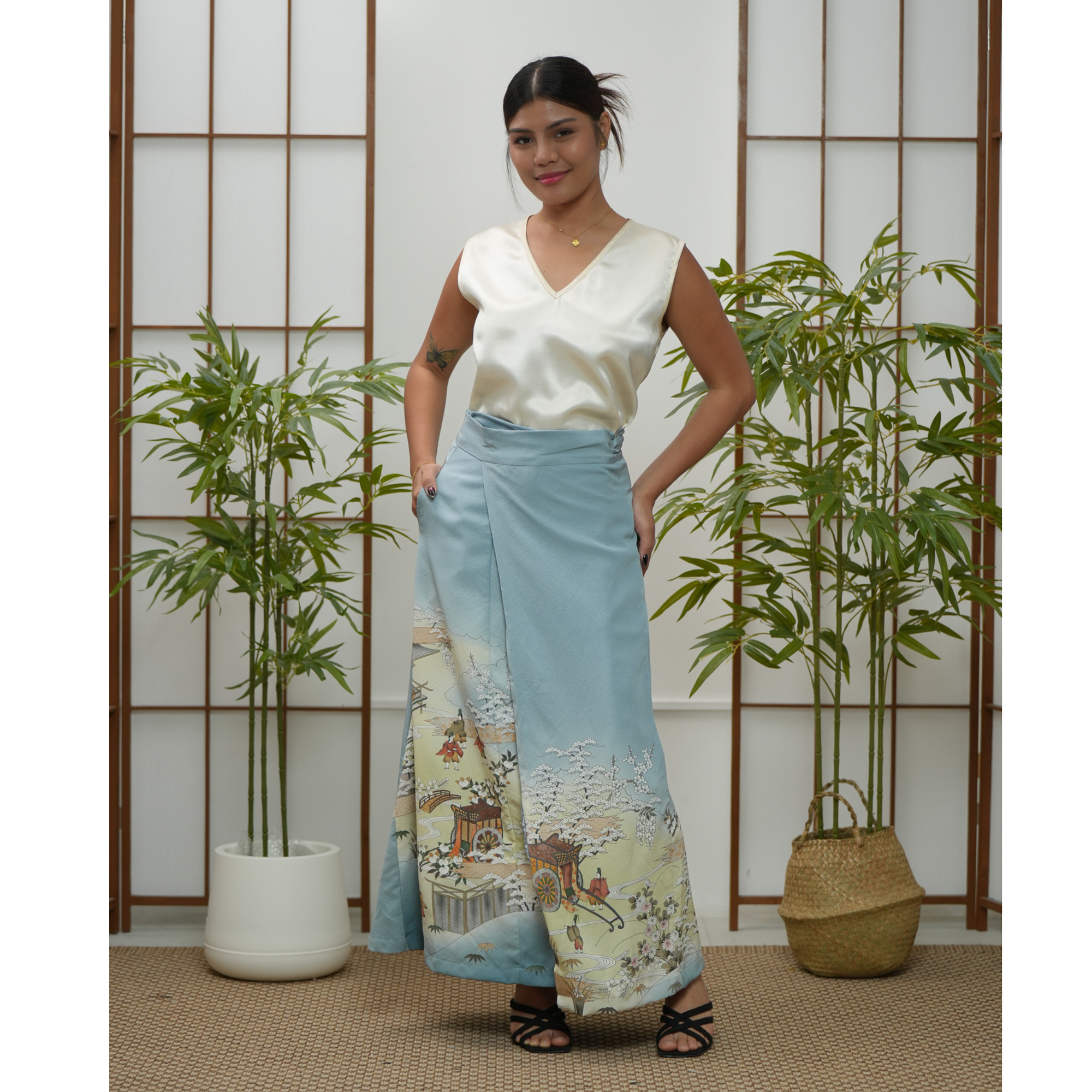 Premium On-hand: Blue Wrap Skirt | WS7143Y | 1T