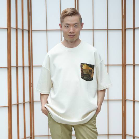 Premium On-hand: White Men’s patchwork shirt | XL | TS7273