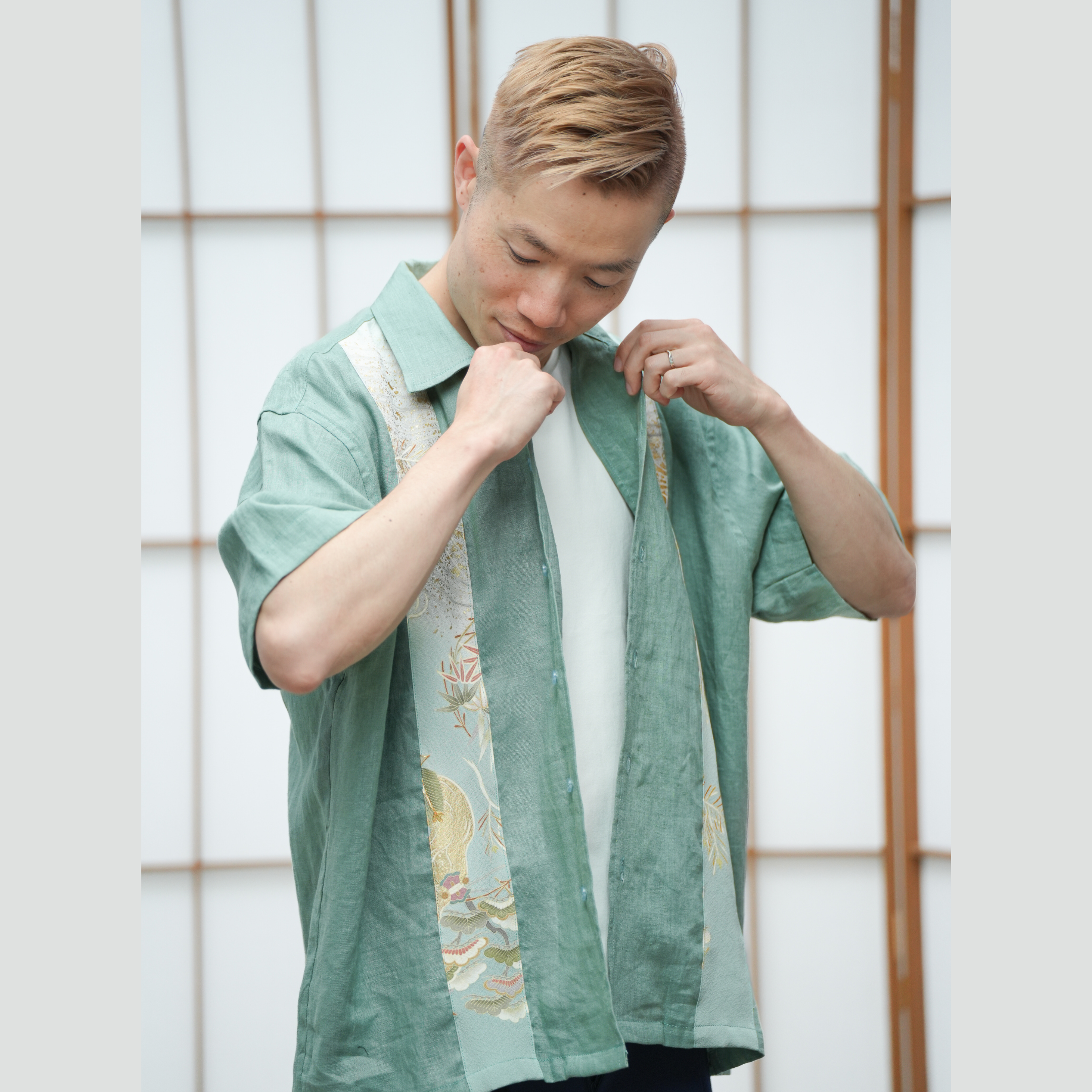 Premium On-hand: Green Men's Linen Polo | LP4390 | L