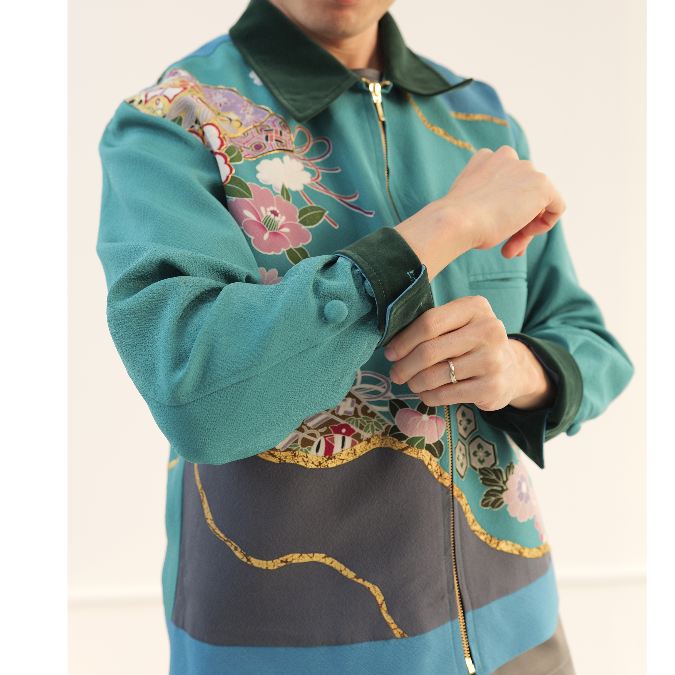 On-hand item: Zipped Up Jacket Green with flowers