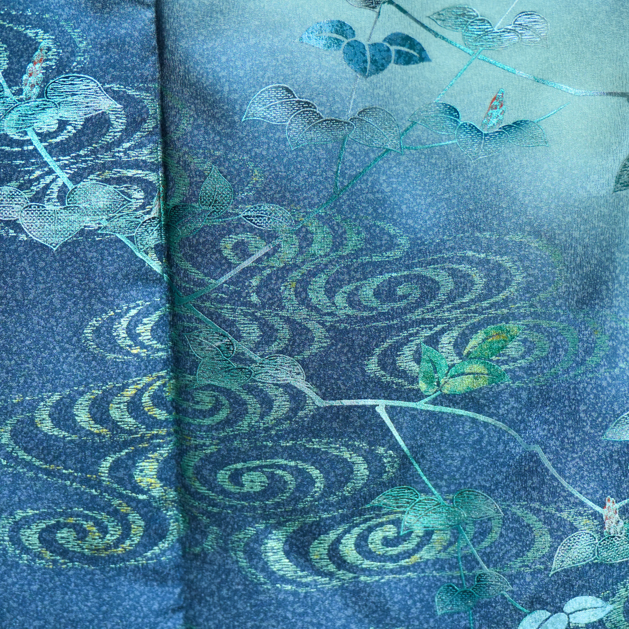 Chiku Fabric: 0316-02 Blue Sky with elegant silver patterns