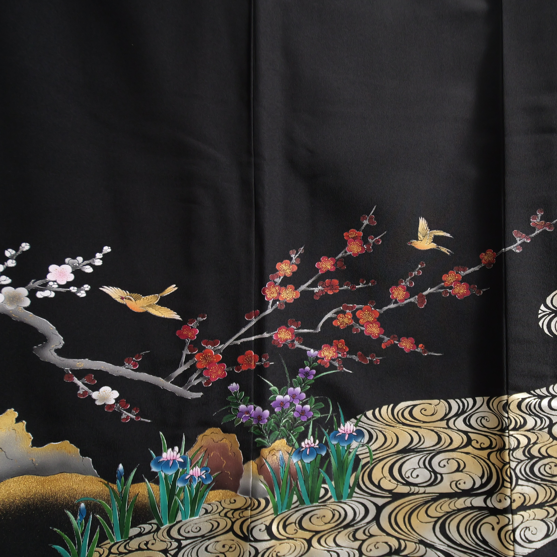 NALB (No Art Left Behind) Fabric: Black Nightfall Sakura | Gold river with Sakura