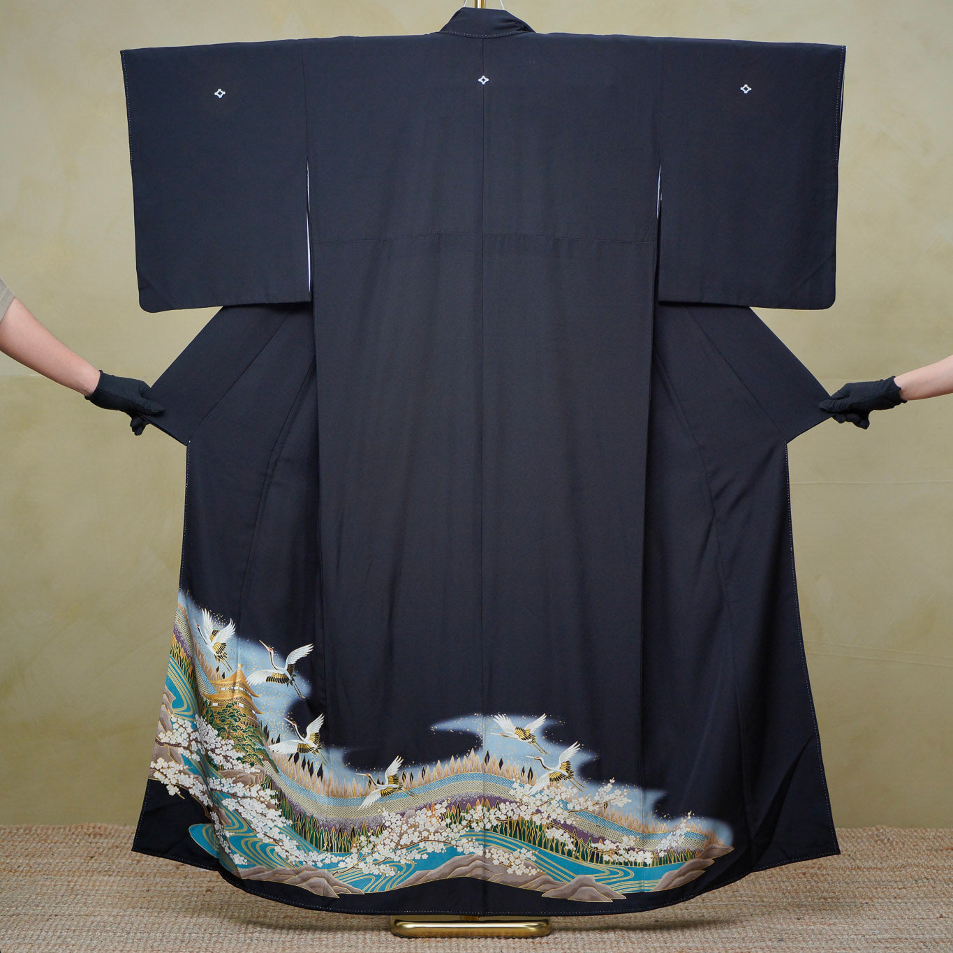 Premium Bai Fabric: 0729_07 | Black | Teal pattern