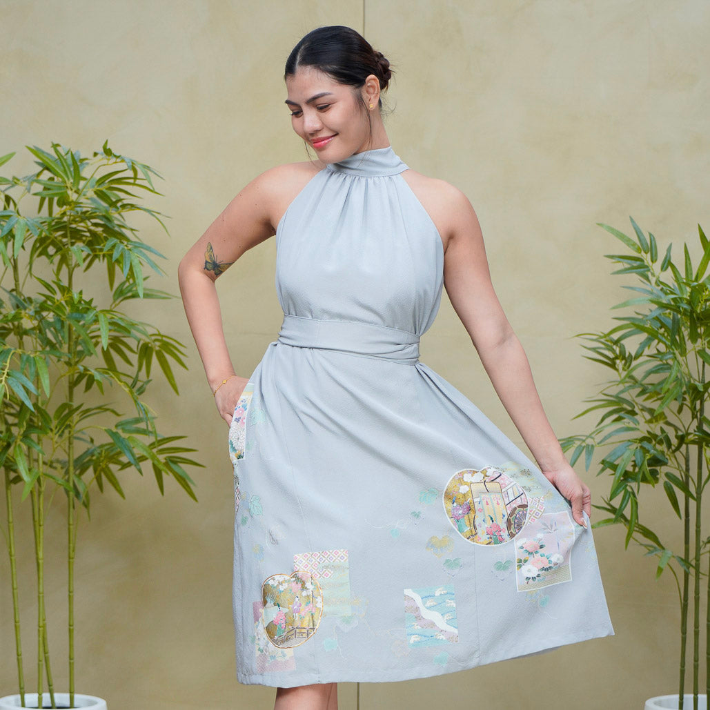 (RH) On-hand item: Light Blue Halter Dress | HD2593 | XLB