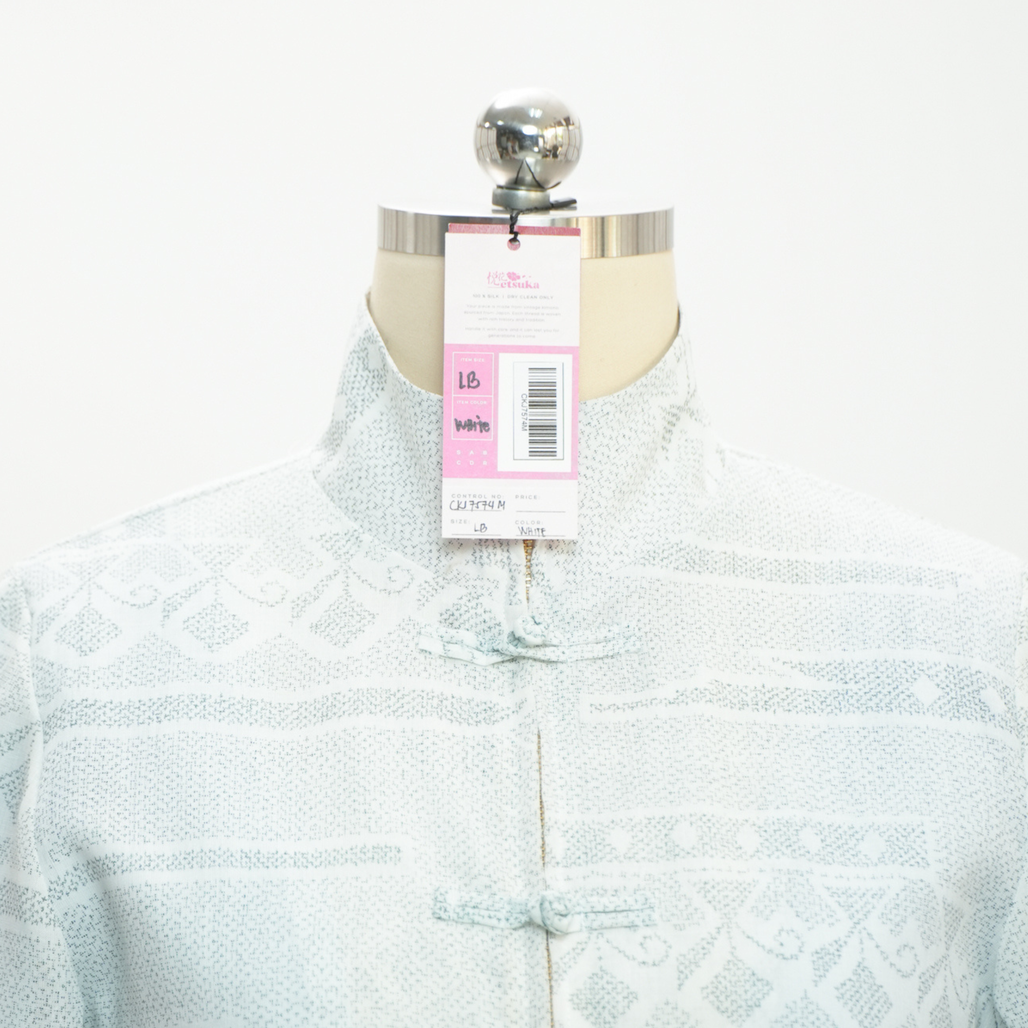 Premium On-hand: White Chinese Knot Jacket | CKJ7574M | LB (Women) - rare white oshima!