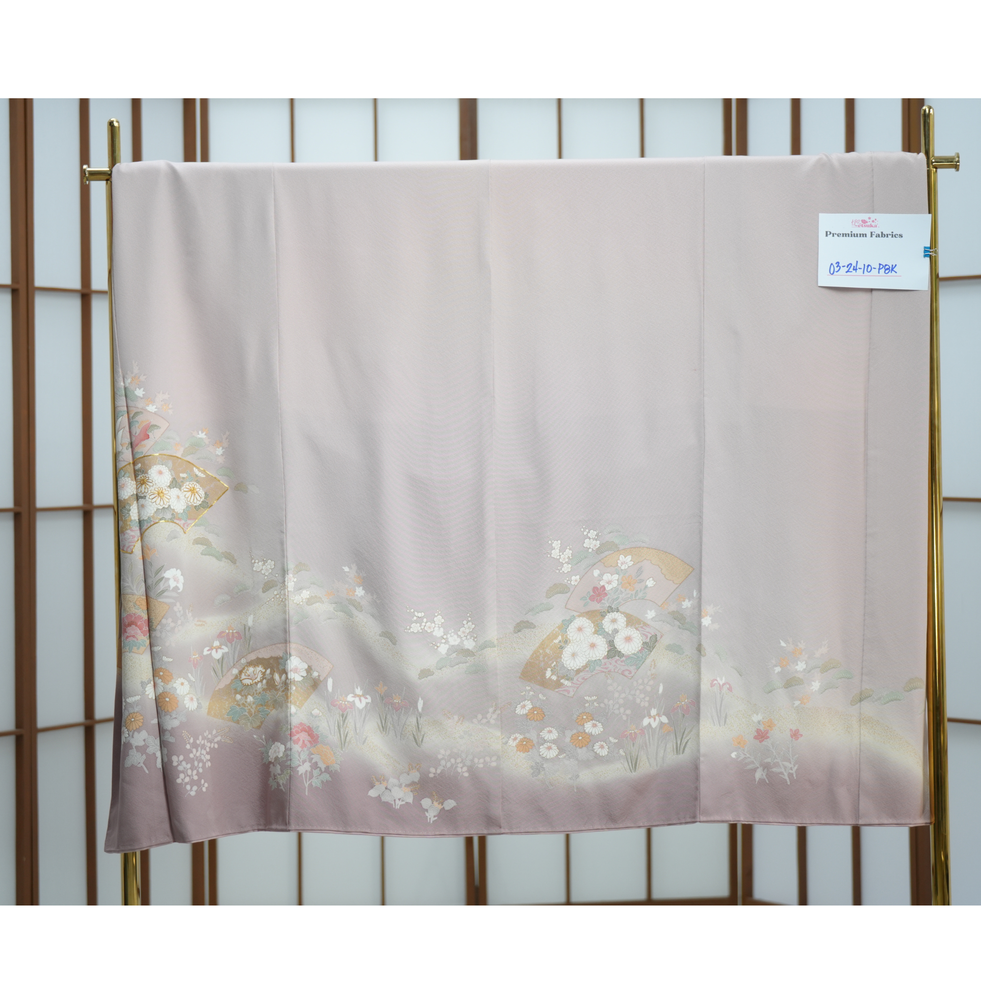Bai Fabric: 0324_10 | Embroidered Kiku Fan