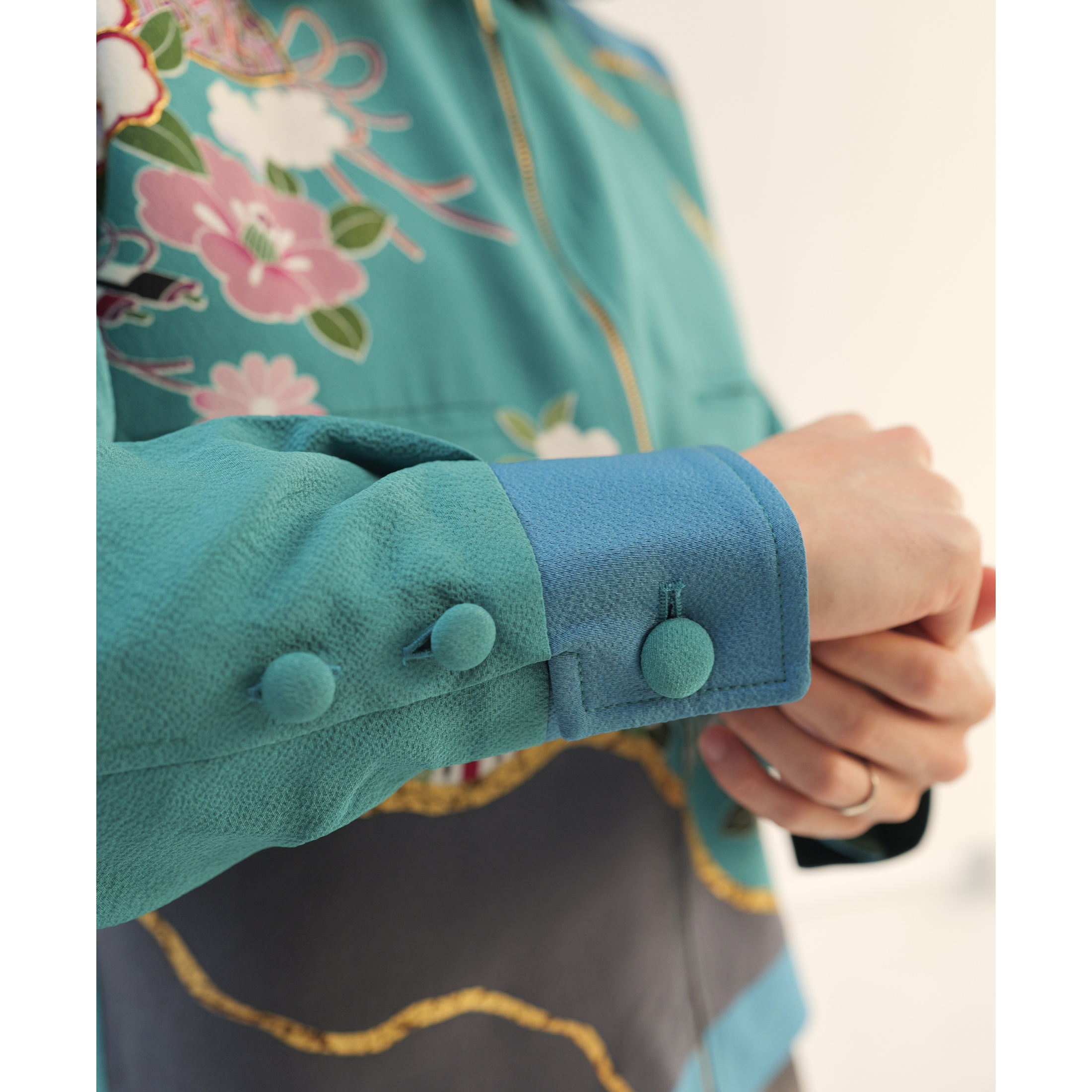 On-hand item: Zipped Up Jacket Green with flowers
