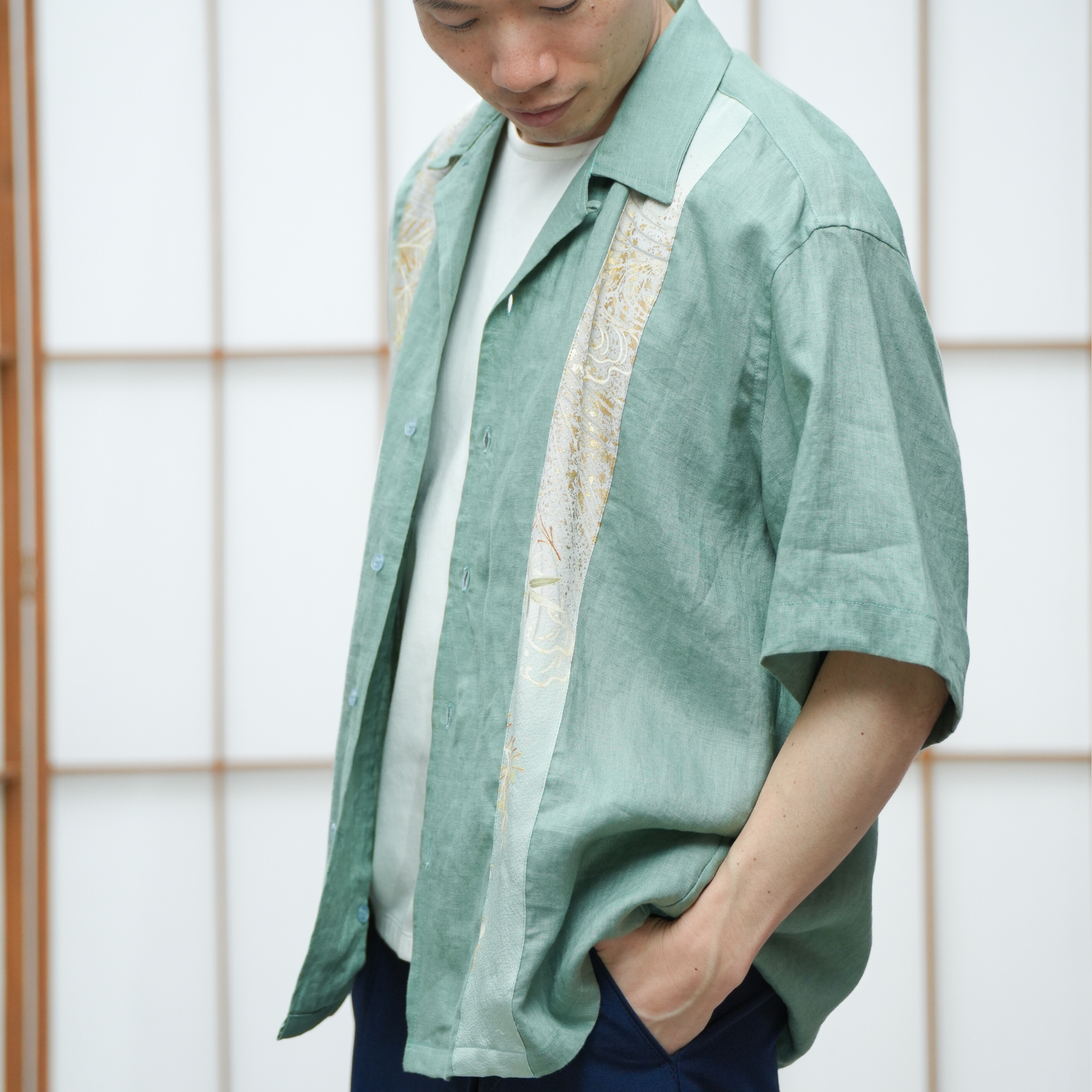 Premium On-hand: Green Men's Linen Polo | LP4390 | L