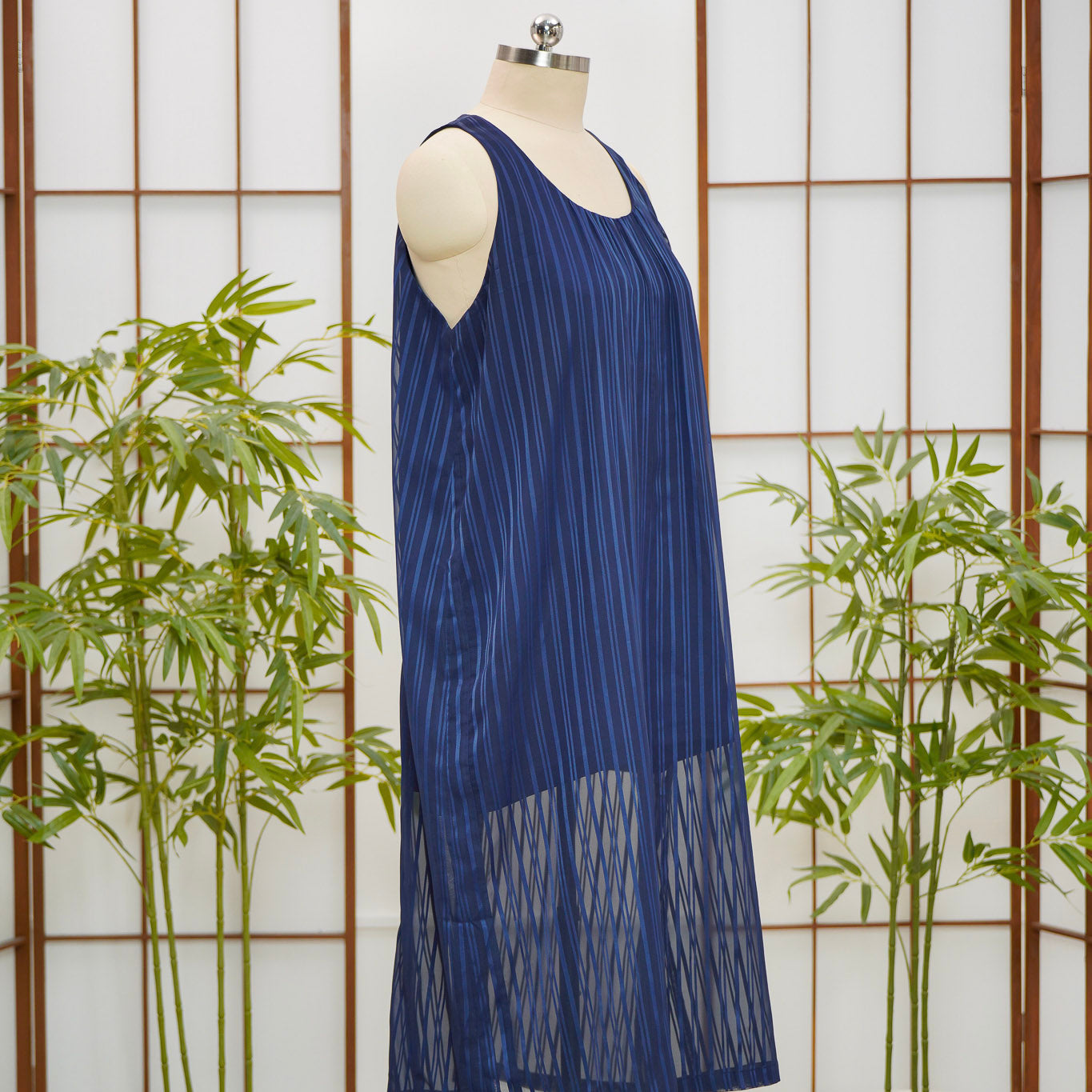 Coming Soon - On-hand item: Blue See-through Round neck Dress
