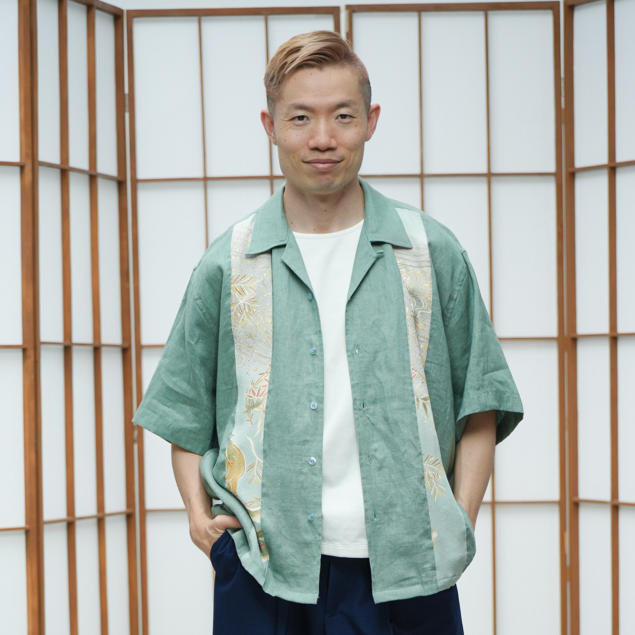 Premium On-hand: Green Men's Linen Polo | LP4390 | L